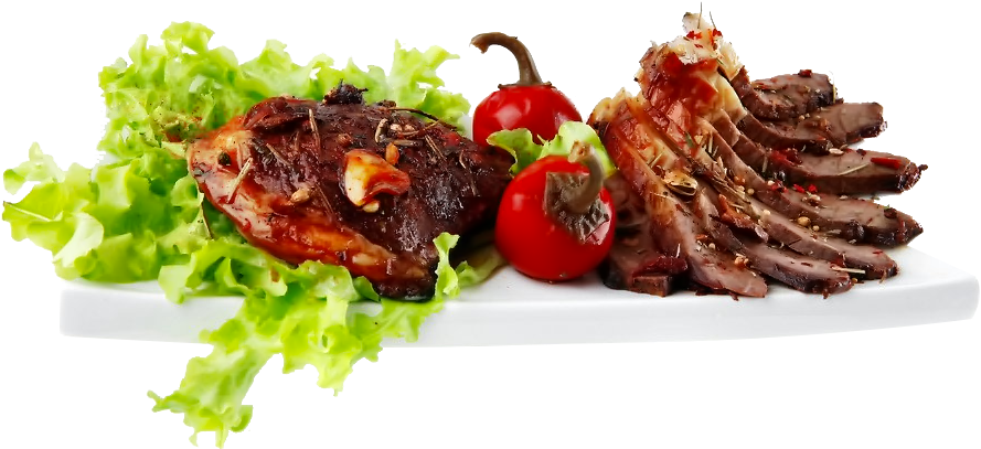 Grillattu pihvi ja viipaloitu naudanliha-annos Taustakuvat