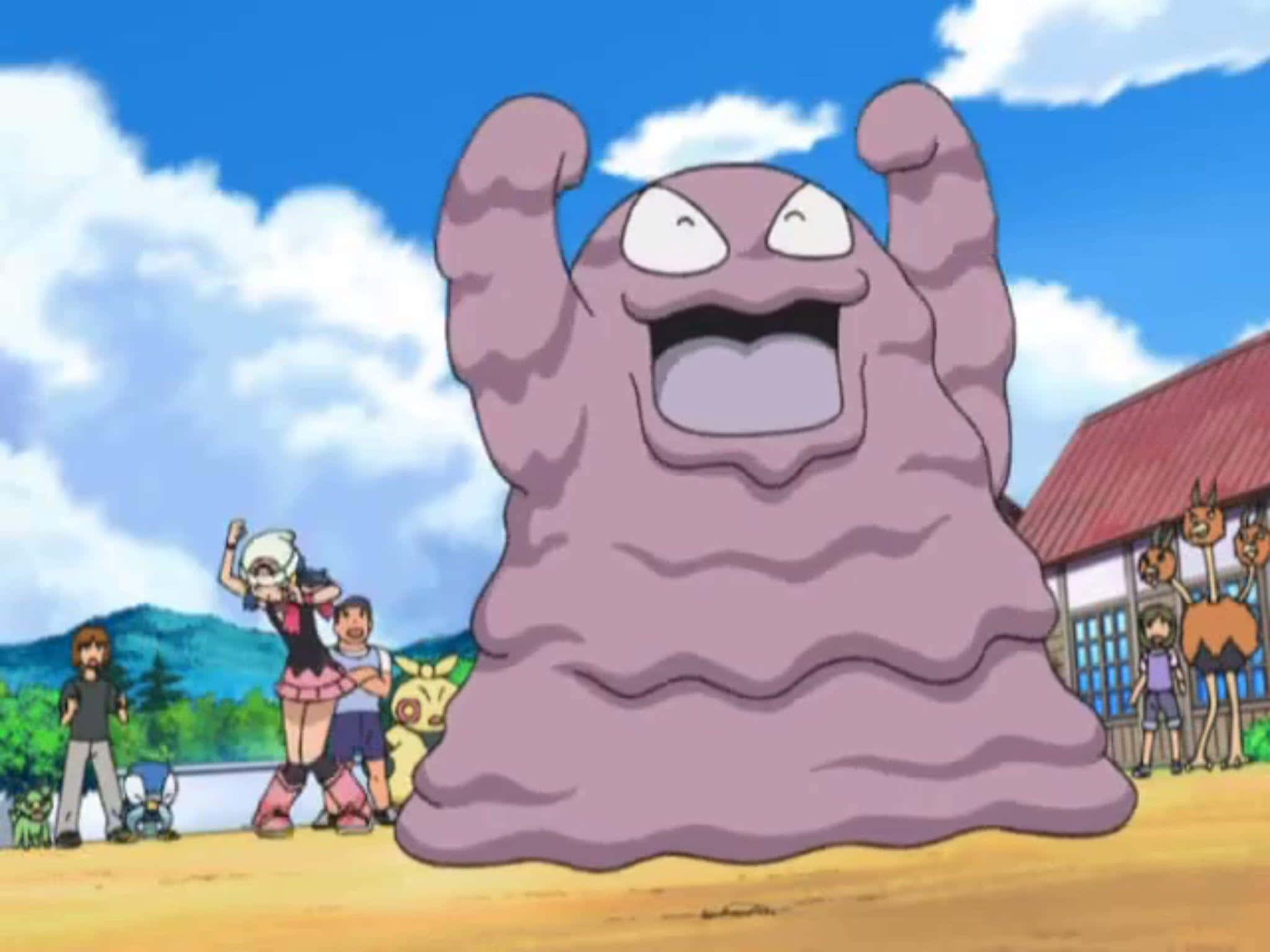 Grimer kannustaa Pokemon-animaatiossa Taustakuvat