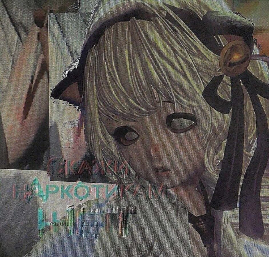 Grunge-animetyttö kissahupparissa Taustakuvat