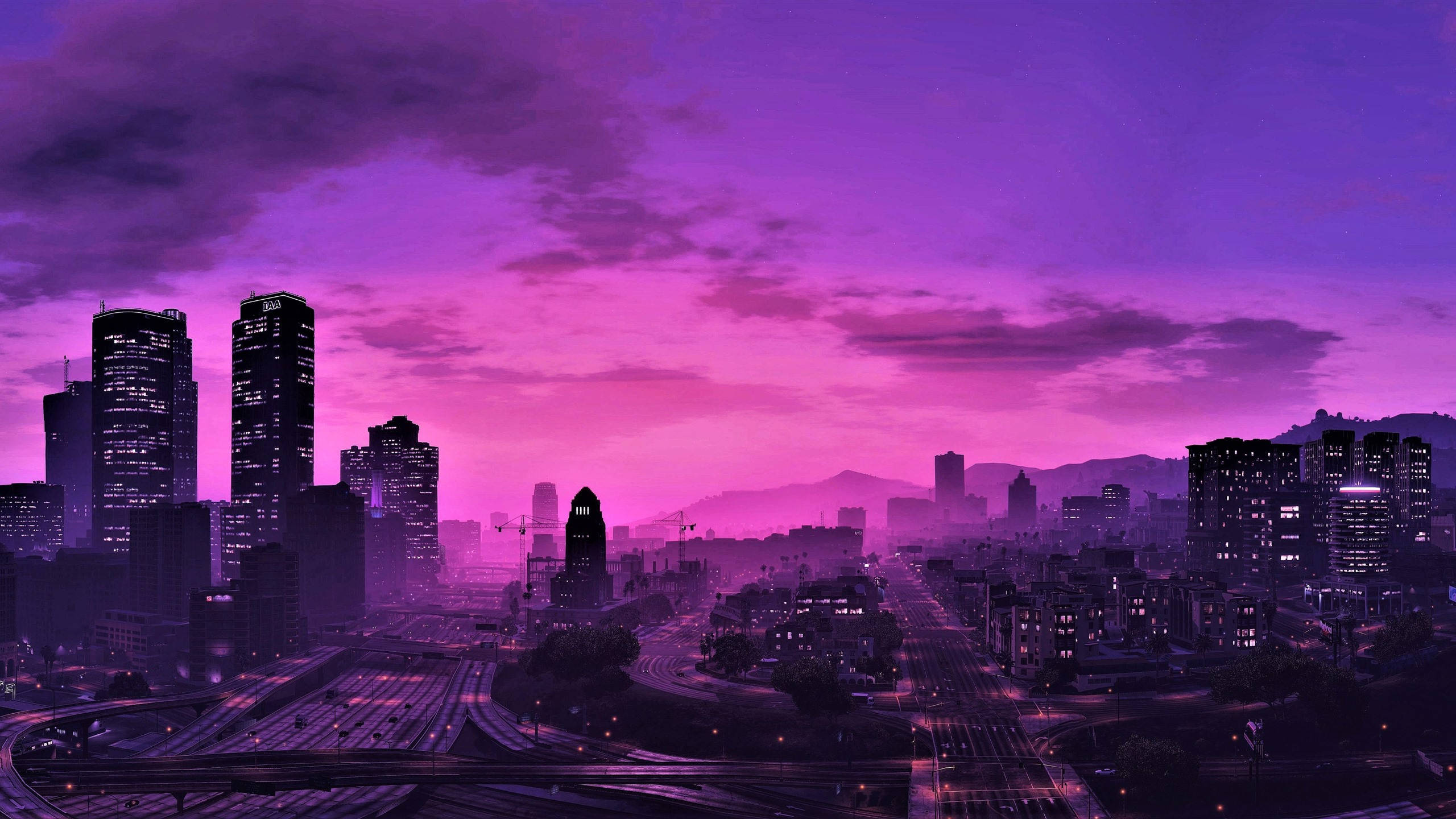 GTA 5 2560x1440 Yötaivas Violetti Taustakuvat