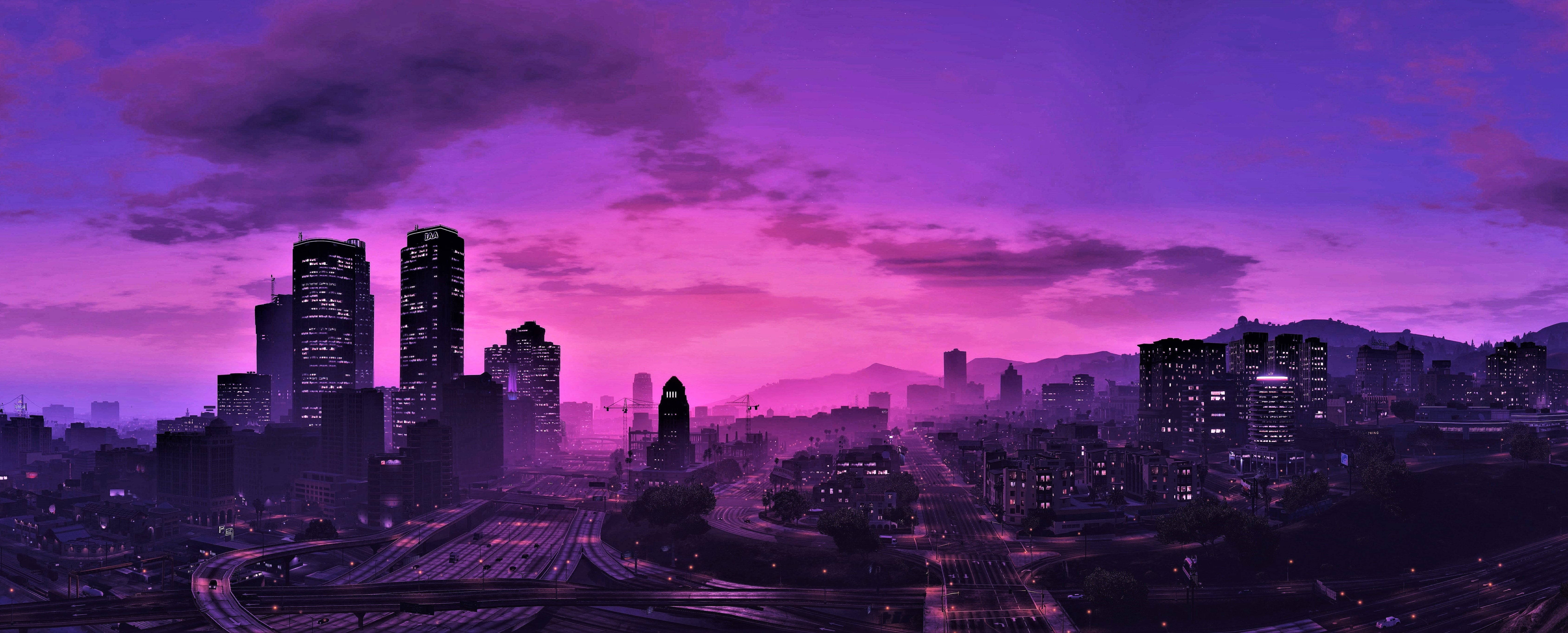 GTA 5 Purppurataivas 1080p Pelaaminen Taustakuvat