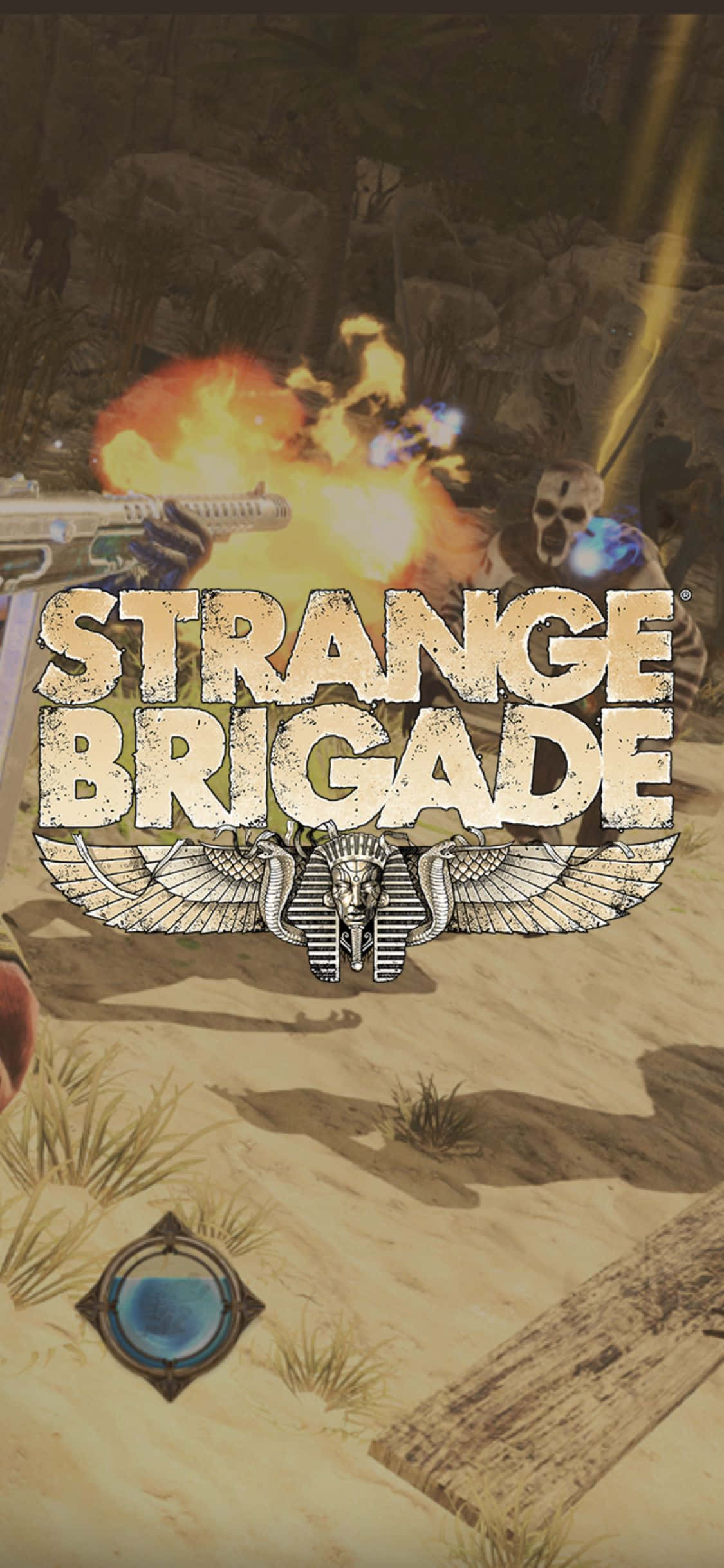 Hahmo ampuu zombia iPhone X Strange Brigade -taustakuva Taustakuvat