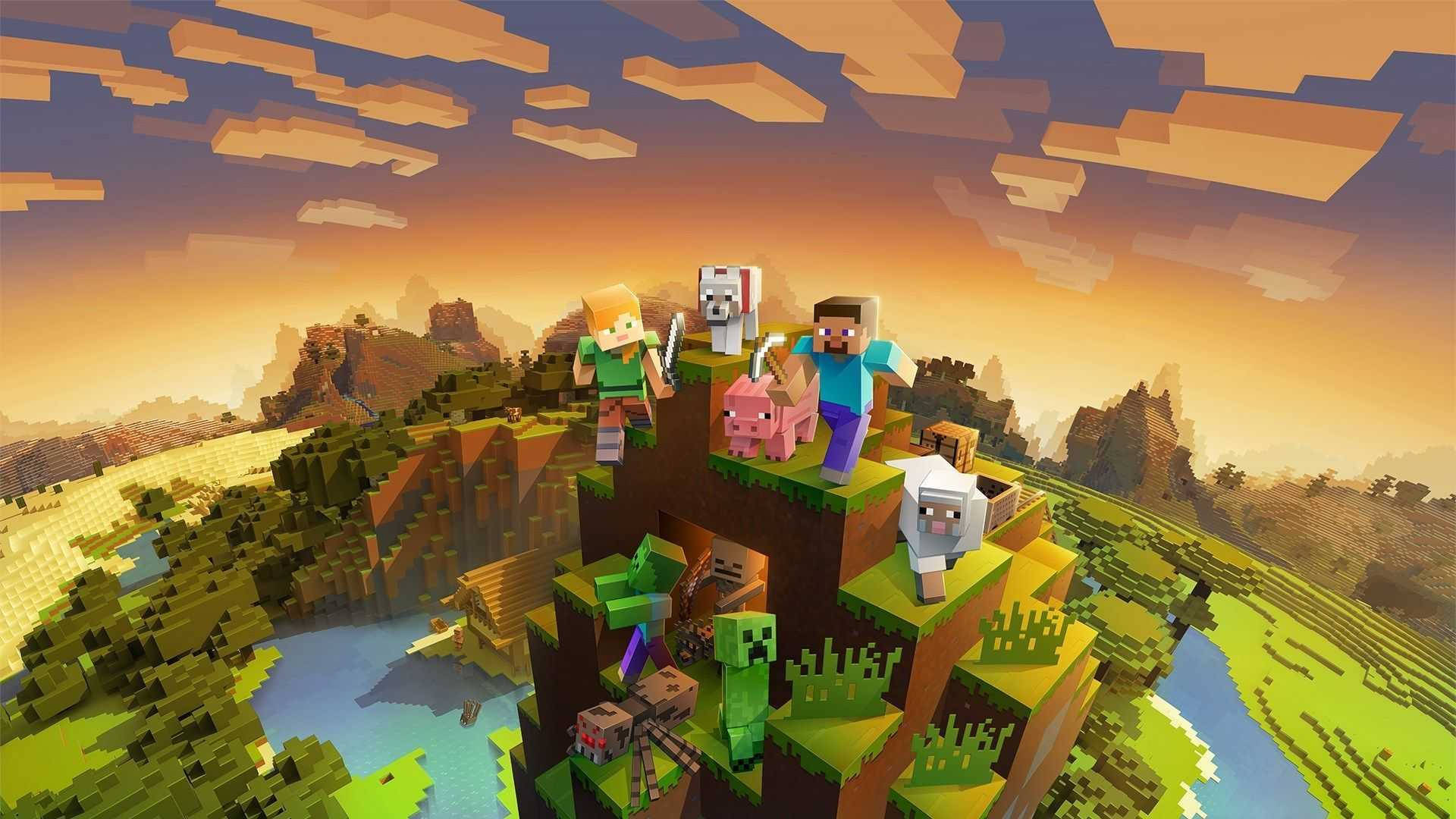 Hahmot vuorella Minecraft HD Taustakuvat