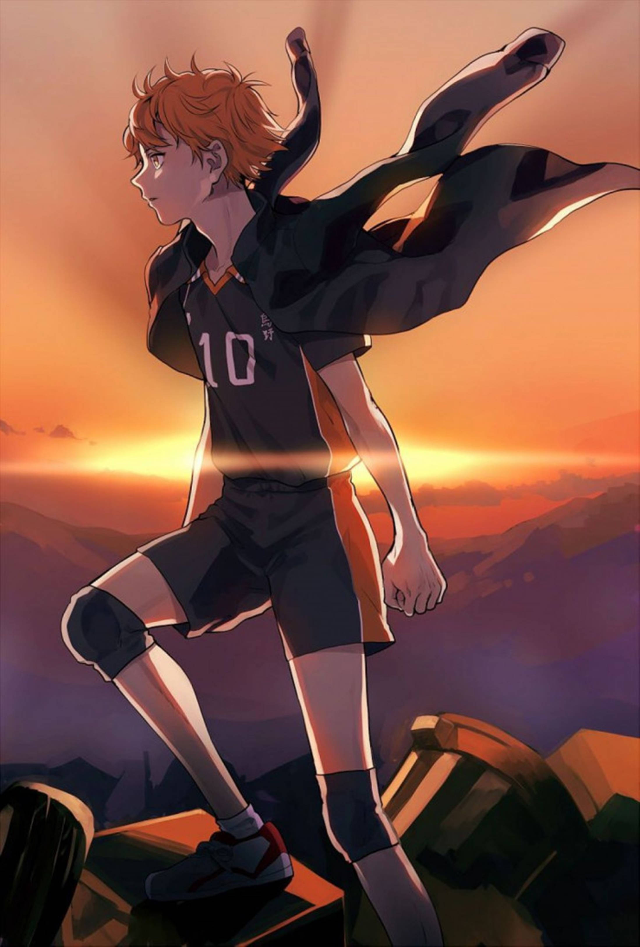 Haikyuu 4K Hinata auringonlasku Taustakuvat
