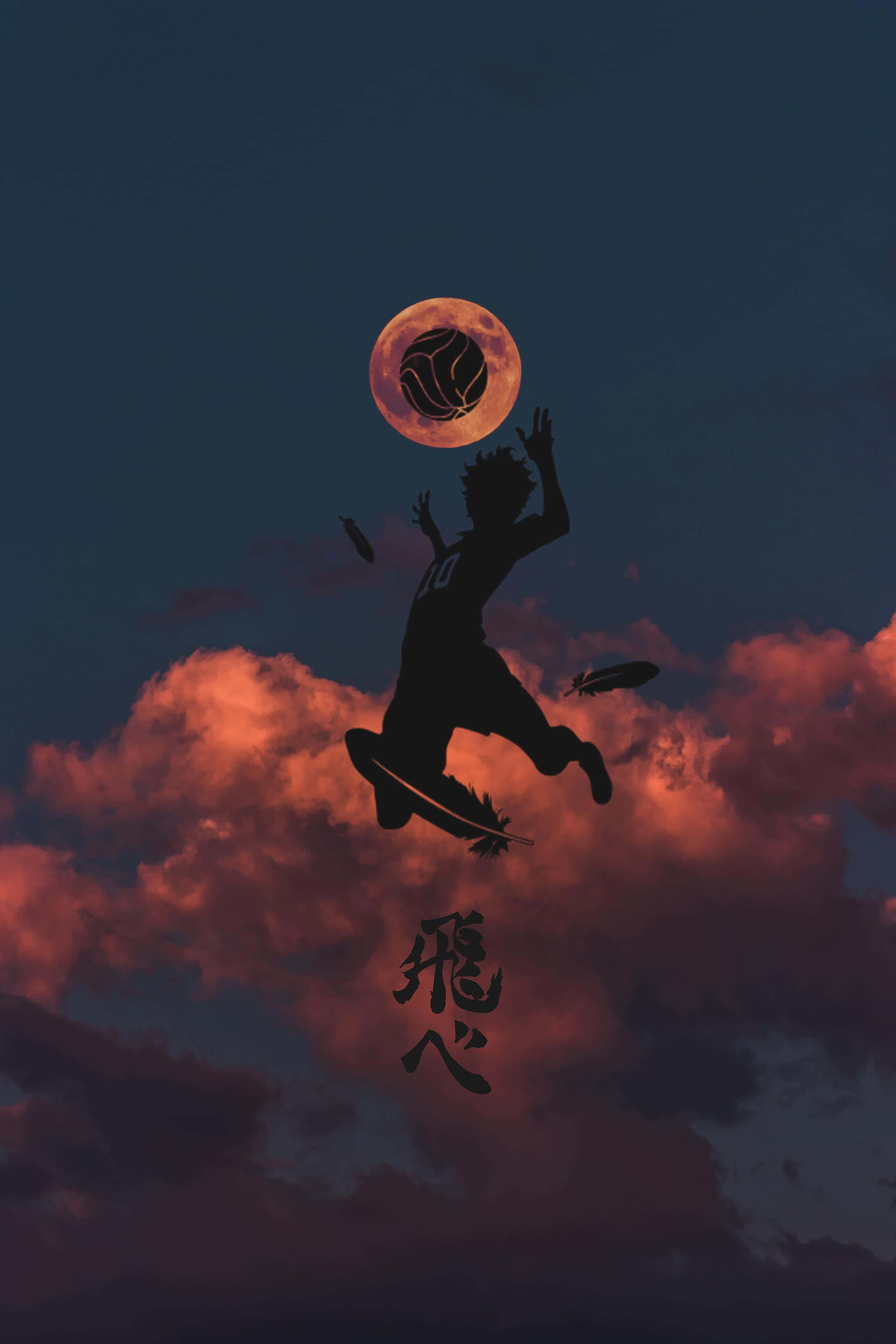 Haikyuu iPhonelle Shoyo Hinata Siluetti Digitaalitaide Taustakuvat