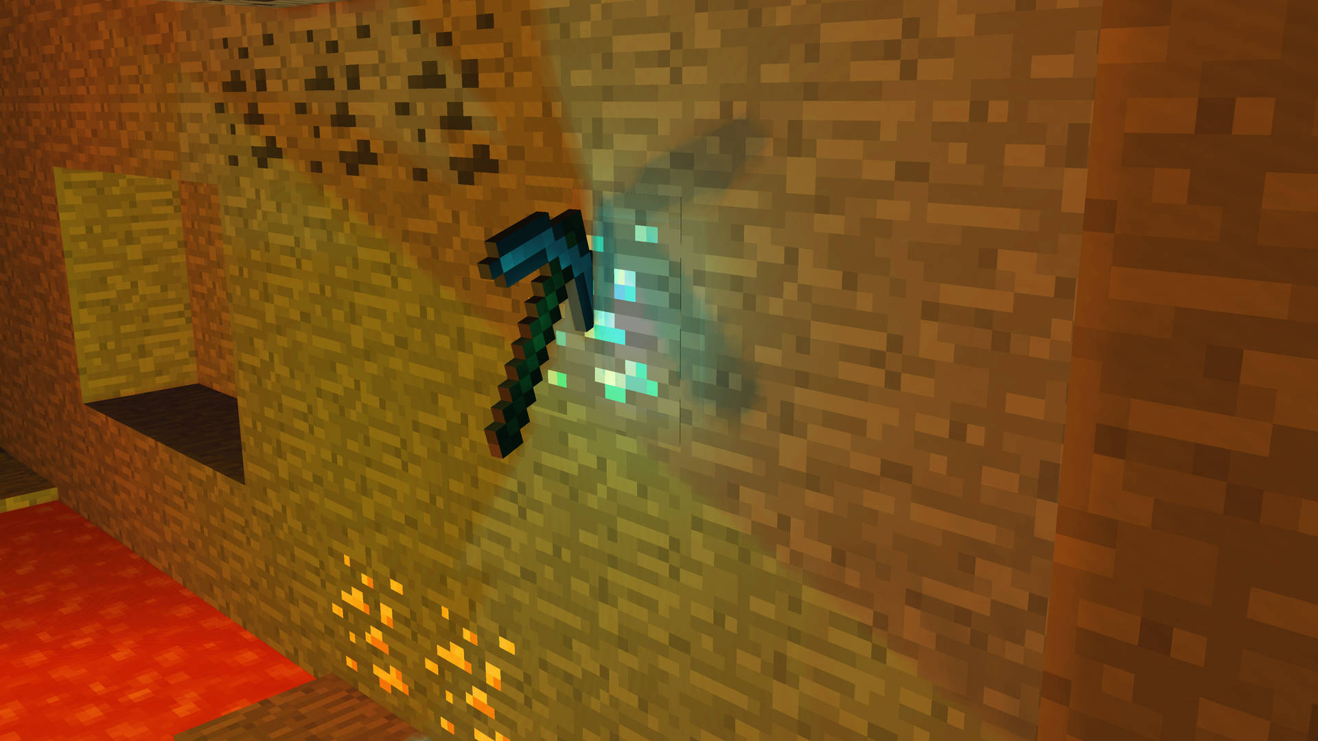Minecraft hakku tiiliseinillä HD taustakuva