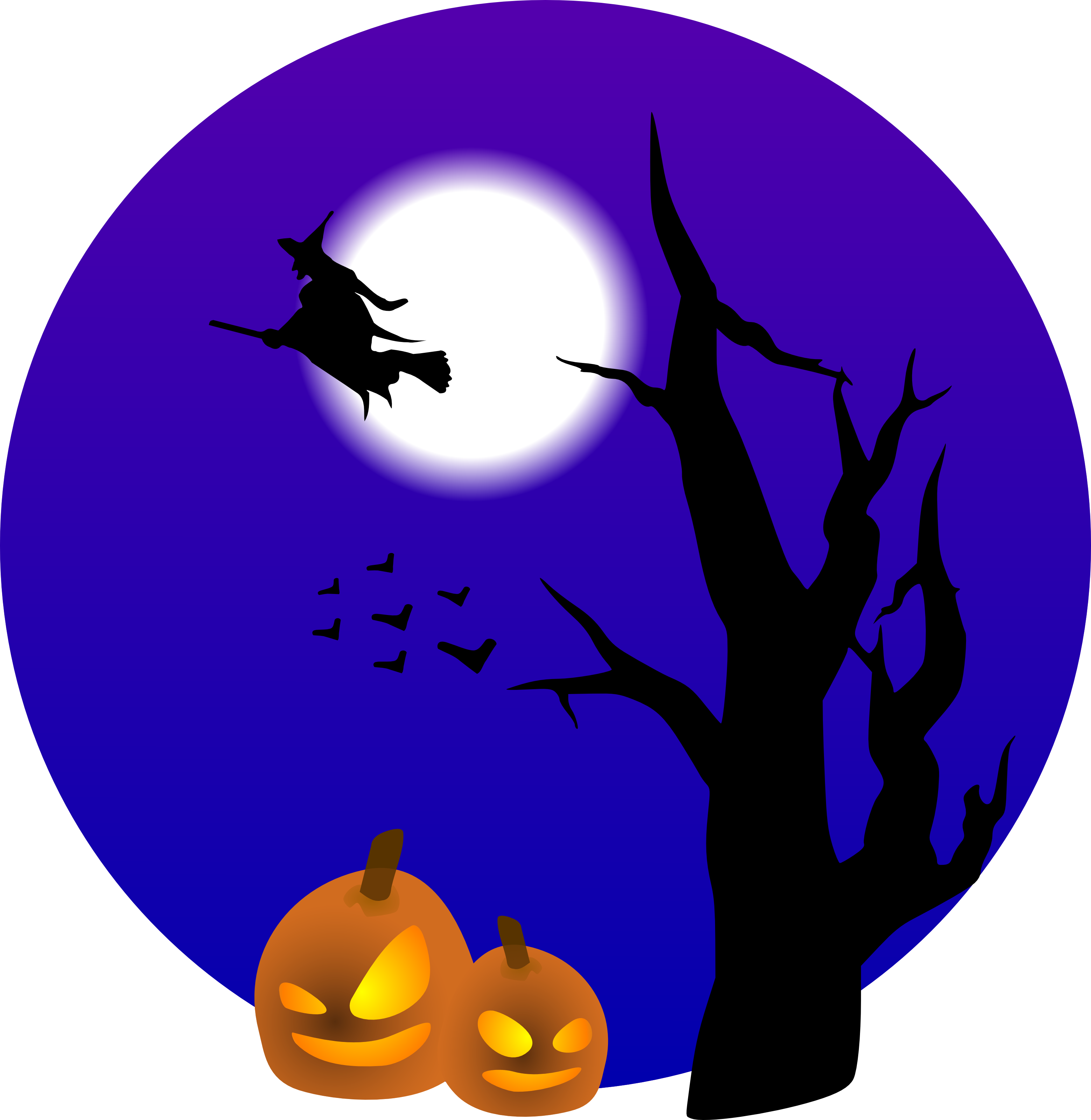 Halloween-noita lentää täysikuun edessä Taustakuvat