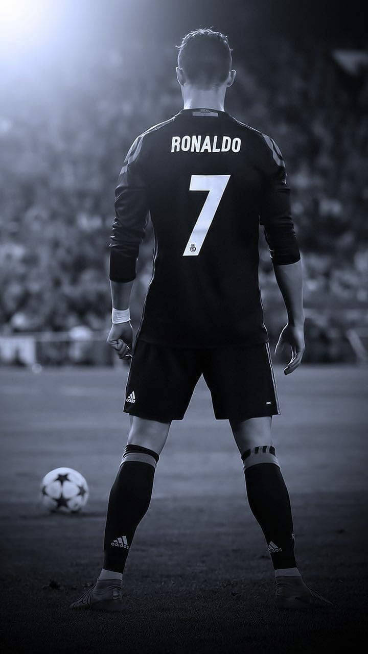 Harmaasävyinen Cristiano Ronaldo HD Jalkapallo Taustakuvat