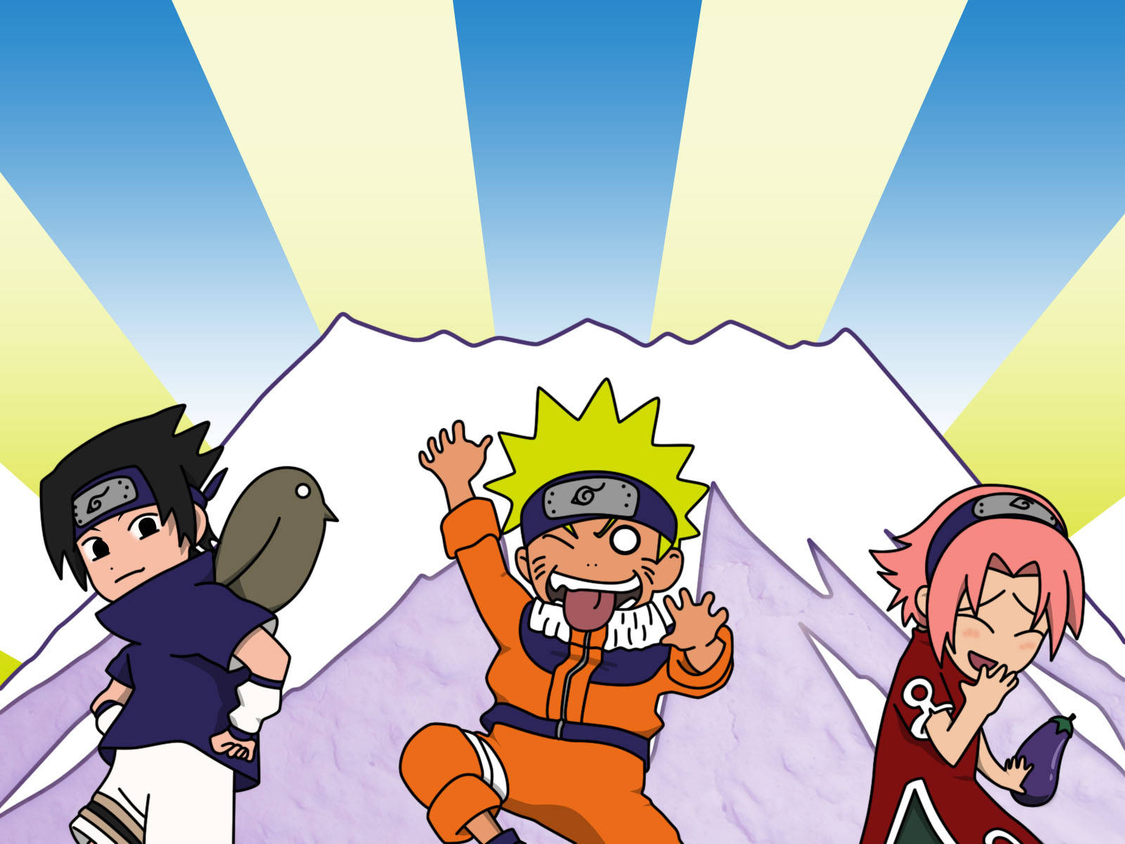 Hauska Anime Naruto Jäisellä Vuorella Taustakuvat