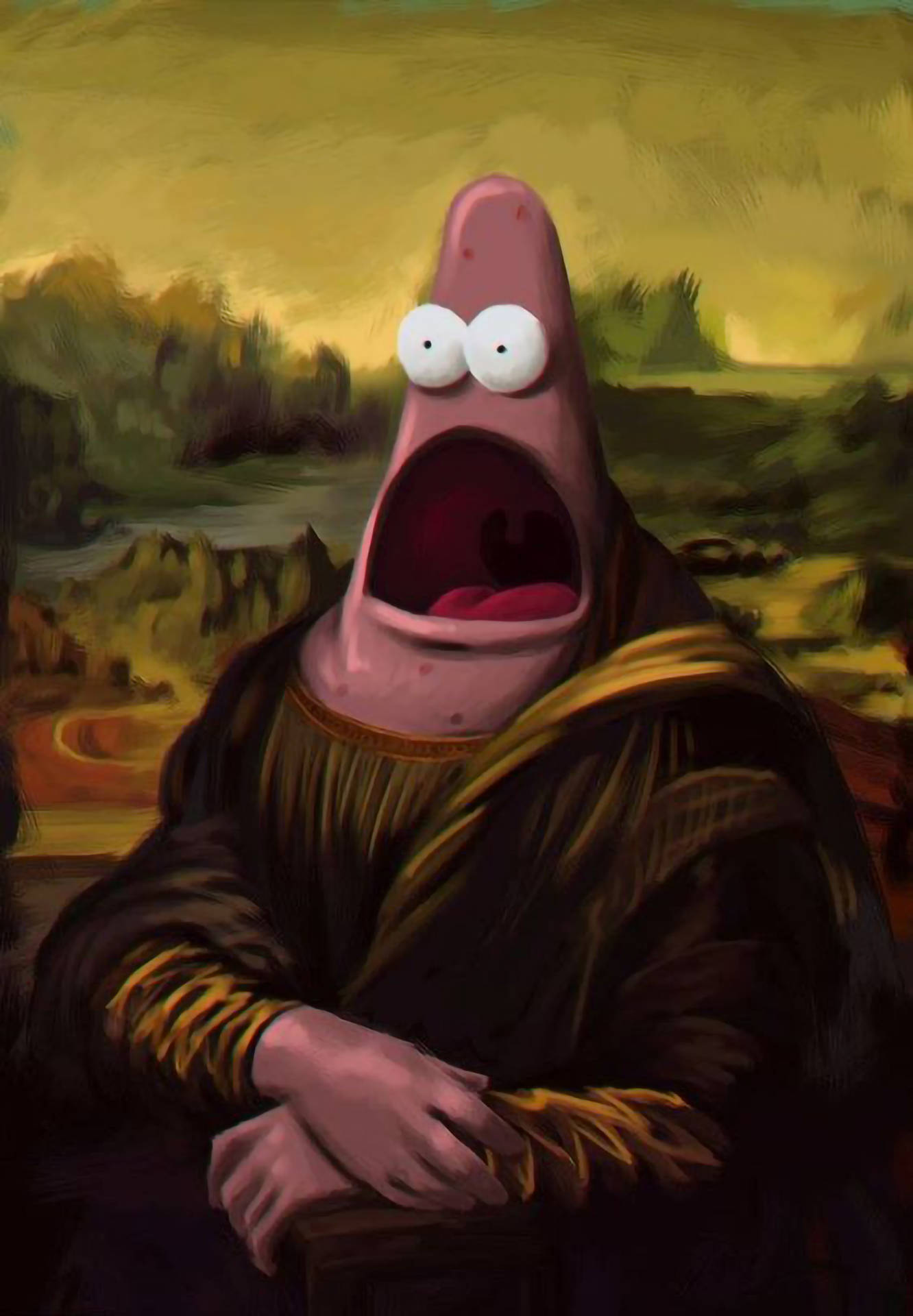 Hauska esteettinen Mona Lisa Patrick Taustakuvat