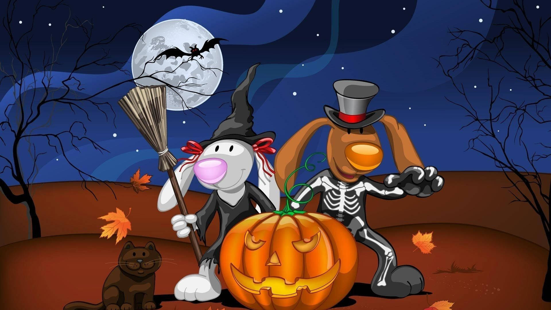 Hauskat Pääsiäispuput Halloween-asuissa Taustakuvat