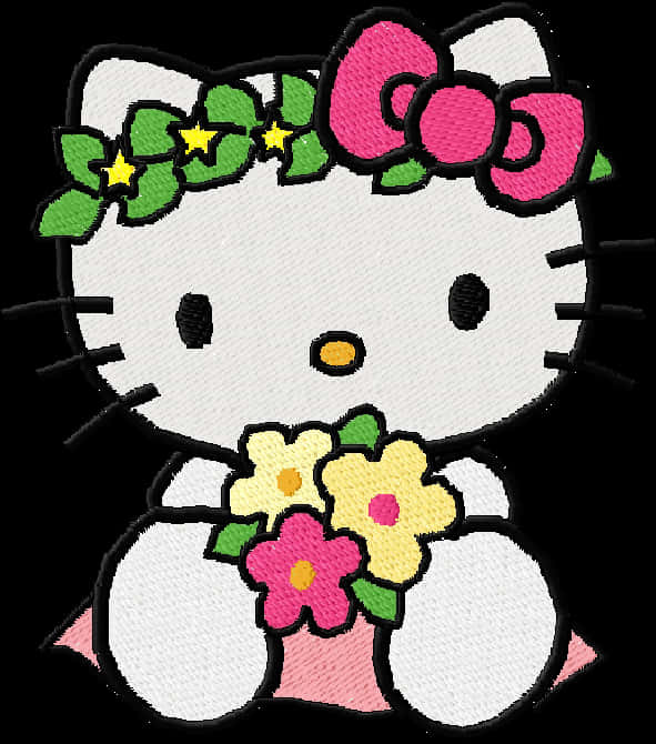 Hello Kitty Kukkakirjonta Taustakuvat