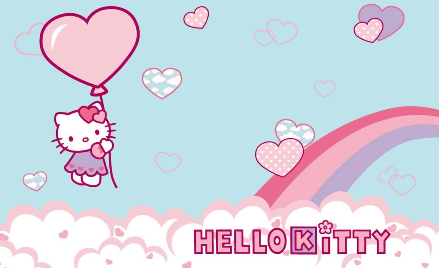 Hello Kitty Laptop Sateenkaari Ja Pilvet Taustakuvat