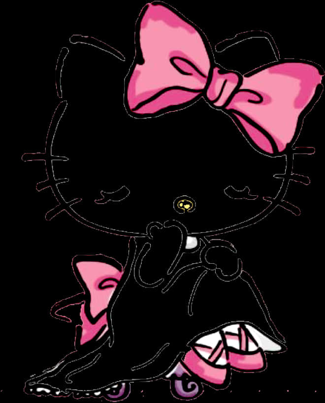 Hello Kitty musta siluetti vaaleanpunaisella rusetilla Taustakuvat