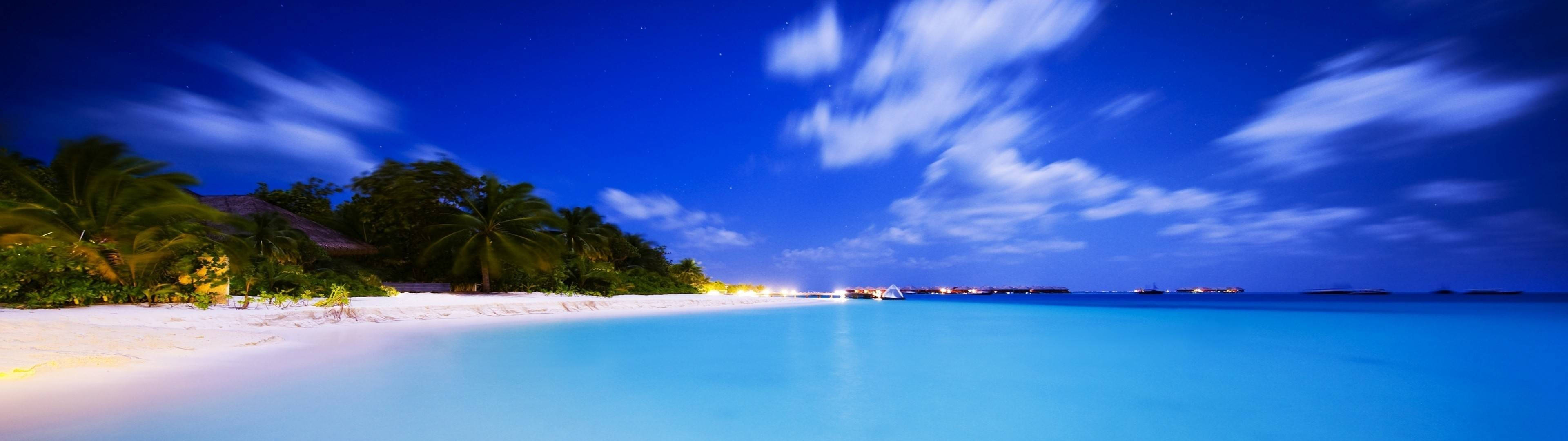 Hiekkaranta kaksoisnäytölle 3840x1080 Taustakuvat