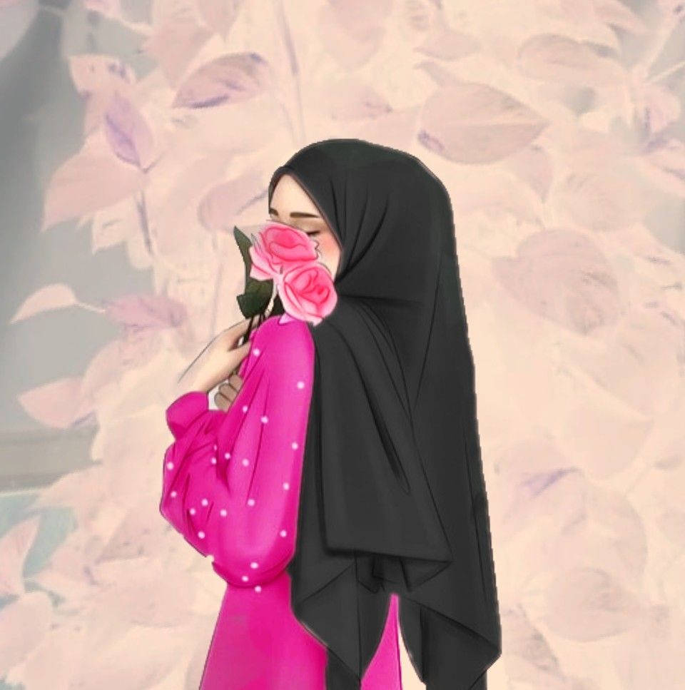 Hijab-piirros vaaleanpunainen ruusu Taustakuvat