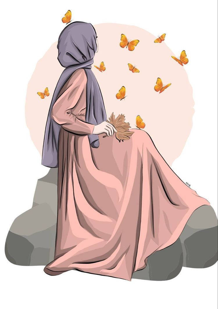 Hijab-sarjakuva Oranssit Perhoset Taustakuvat