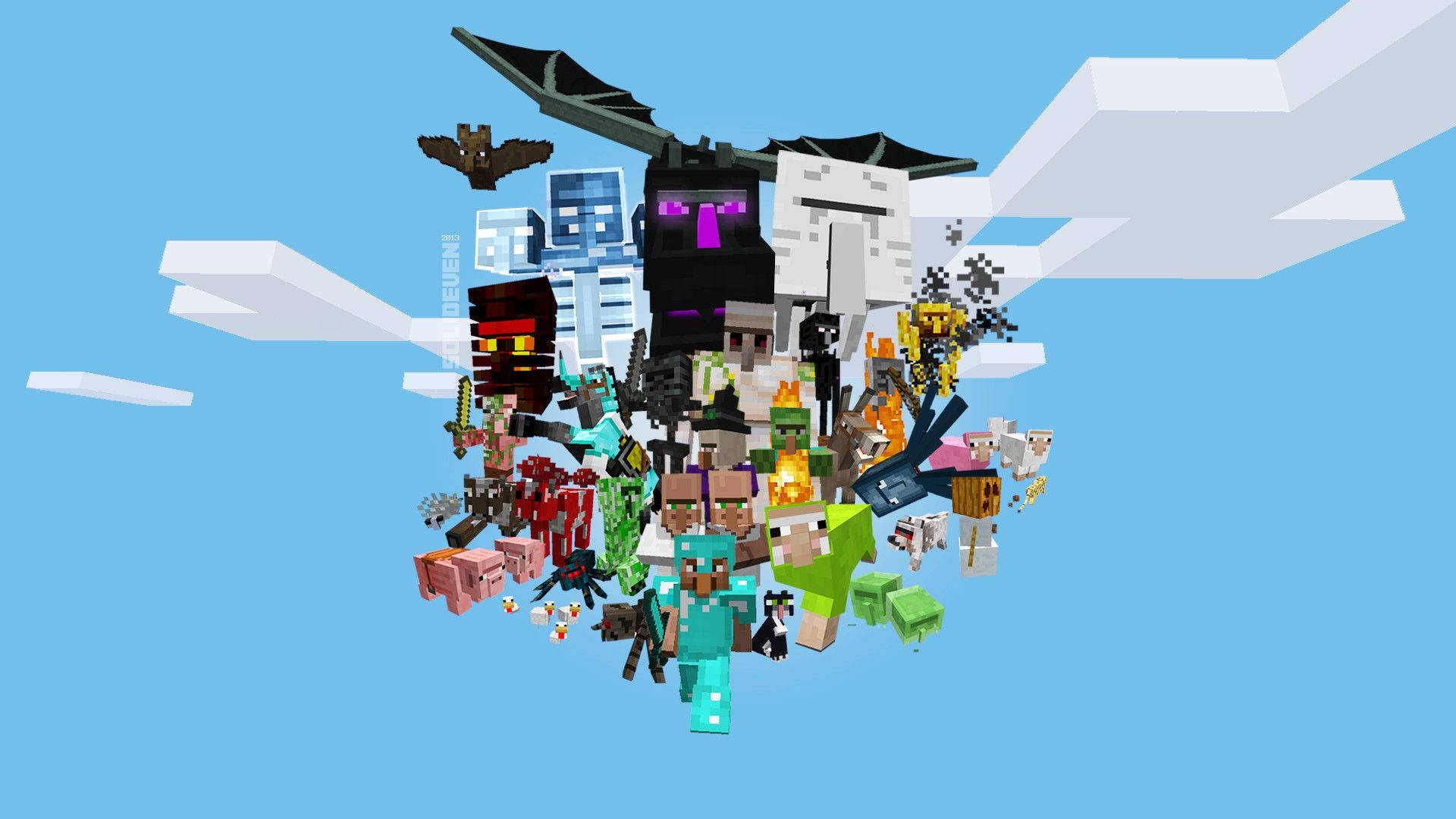 Hirviökokoelma keskipäivän taivaalla Minecraftissa Taustakuvat
