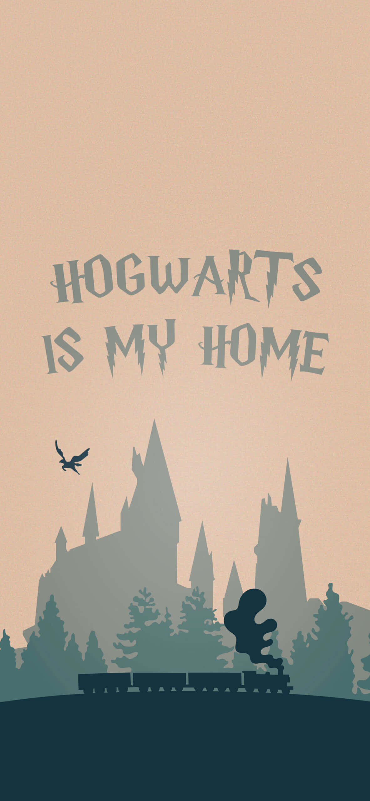 Hogwarts on kotini -teksti Harry Potter -taustalle Taustakuvat