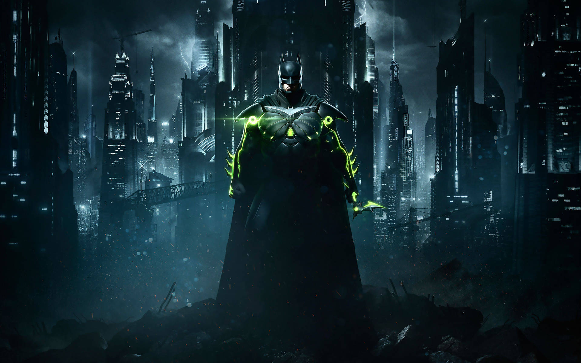 Batman, jonka puvussa on vihreä valo 4k-taustakuva.
