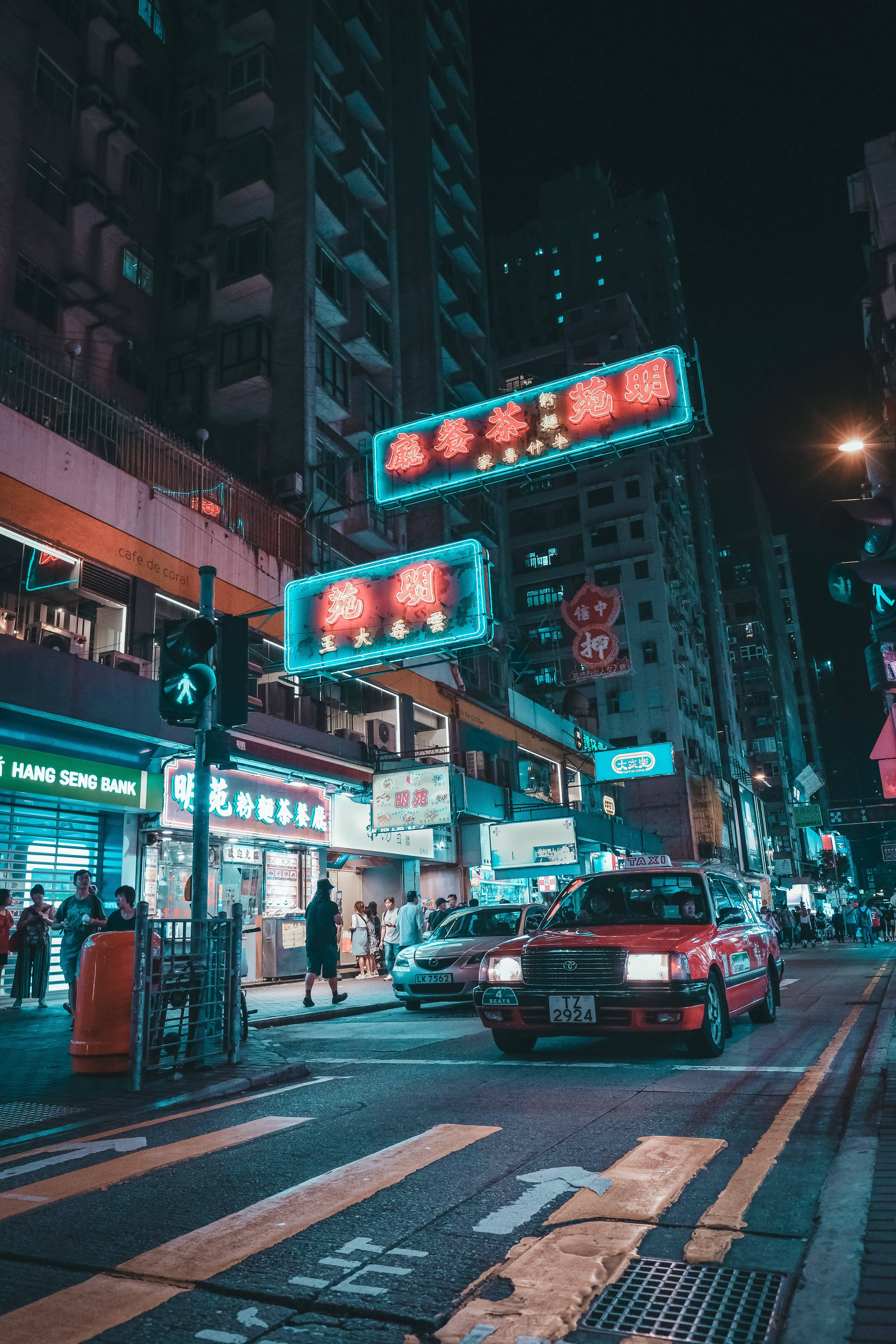 Hongkongin katu neonkyltillä Taustakuvat