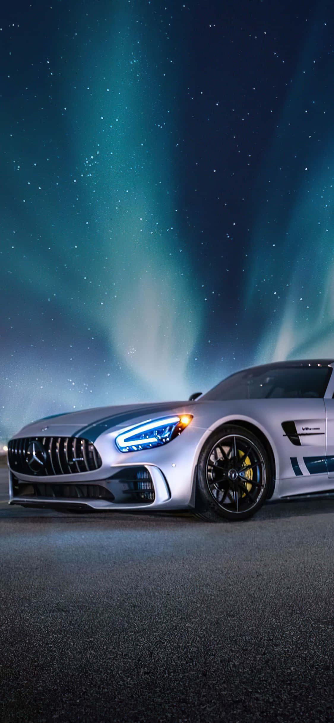 Hopeinen iPhone Xs Mercedes Amg Tausta Revontulet Taustakuvat