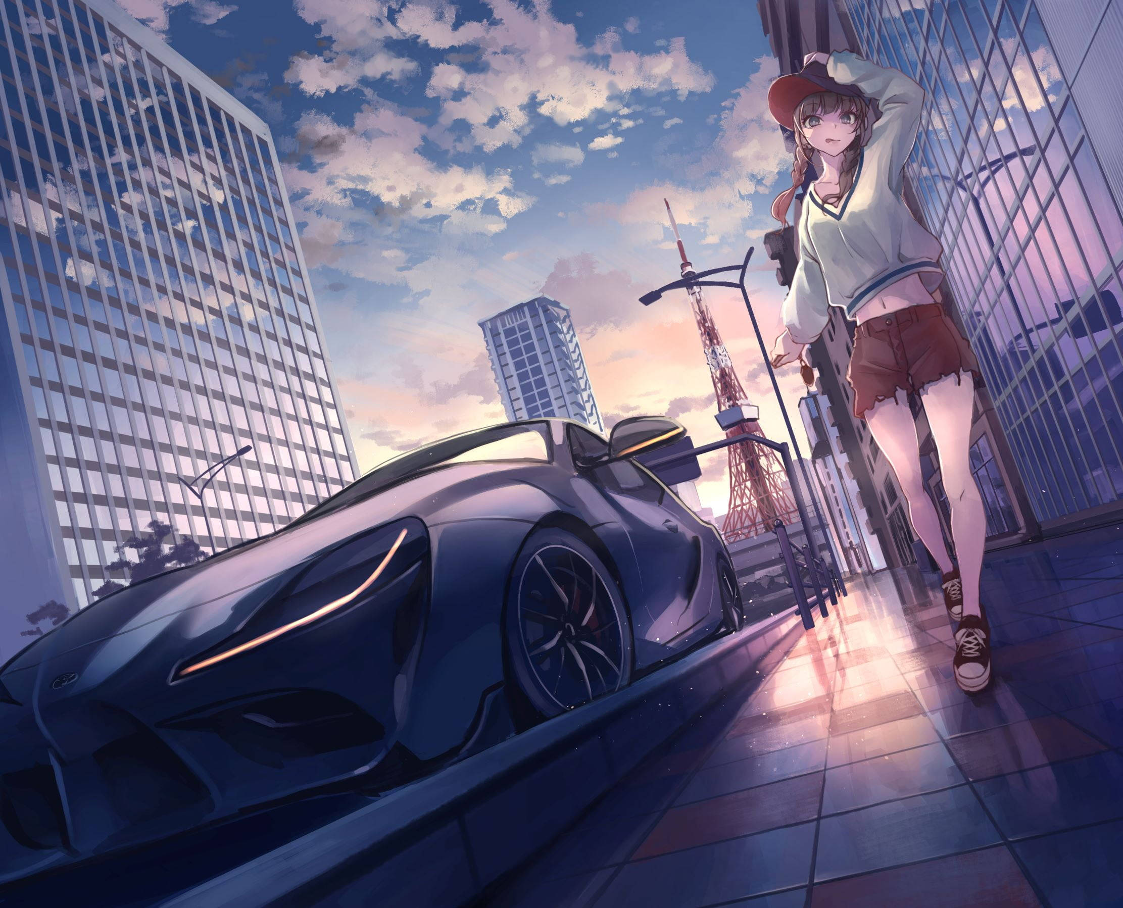 Hurmaava violetti Supra-animeauto, joka loistaa viehätysvoimaa Taustakuvat