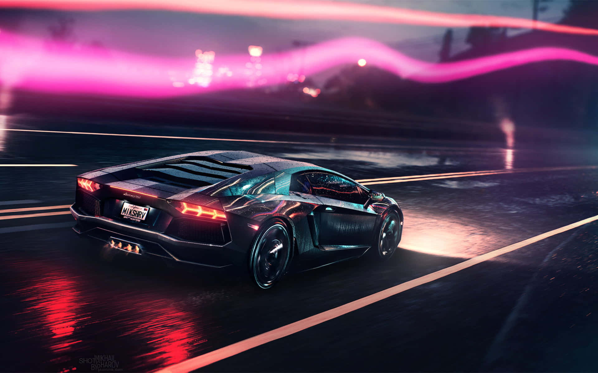 Huurteinen Neon-Lamborghini Taustakuvat
