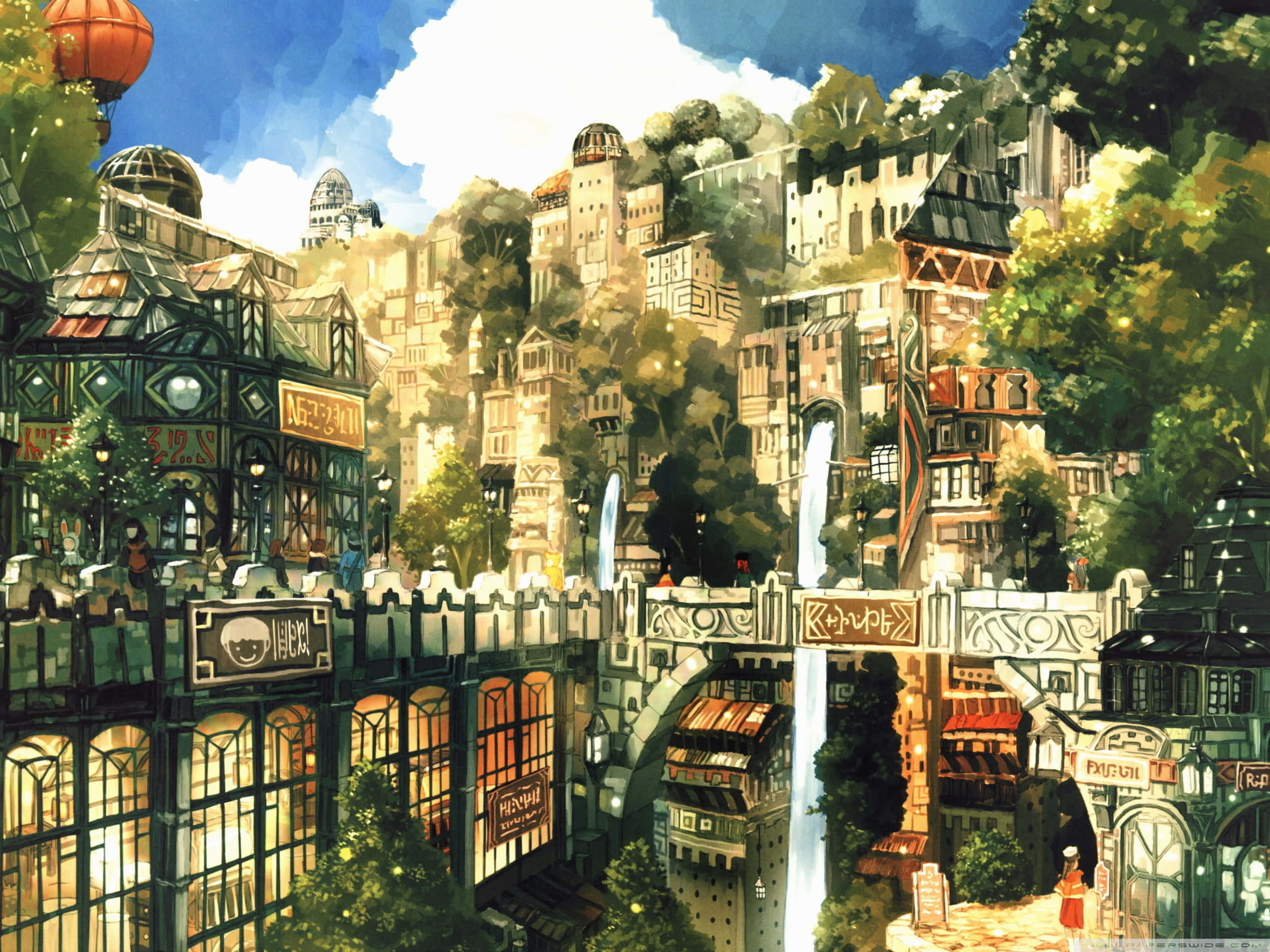 Idyllinen näkymä Anime Cityyn Taustakuvat