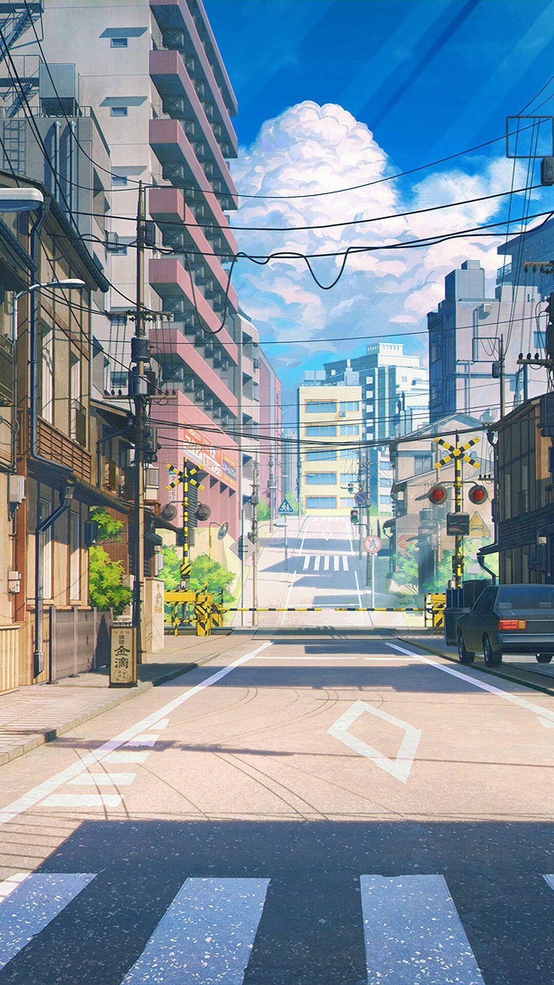Ihana japanilainen animekaupunki Taustakuvat