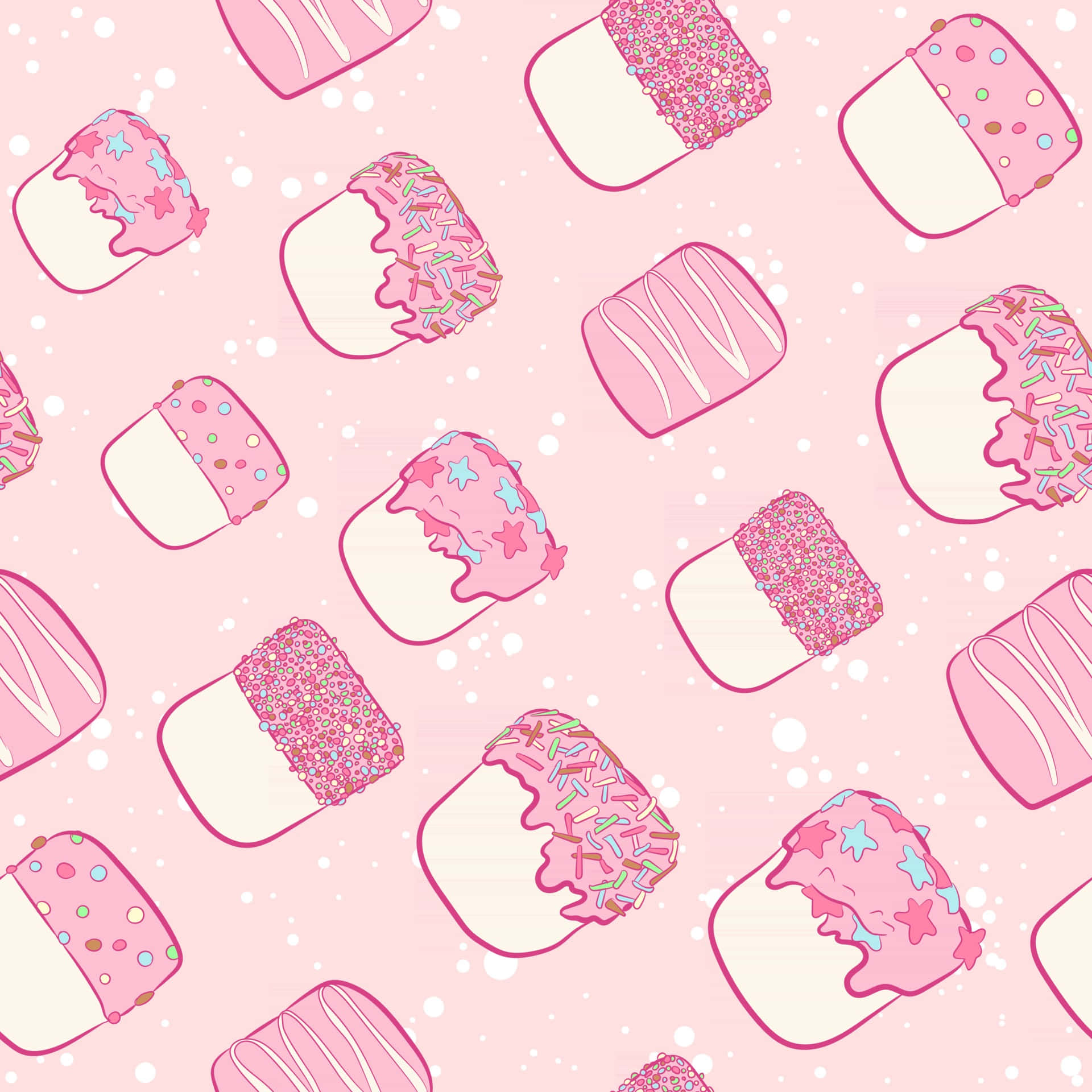 Ihastuttava kokoelma kawaii-elementtejä vaaleanpunaisella taustalla Taustakuvat