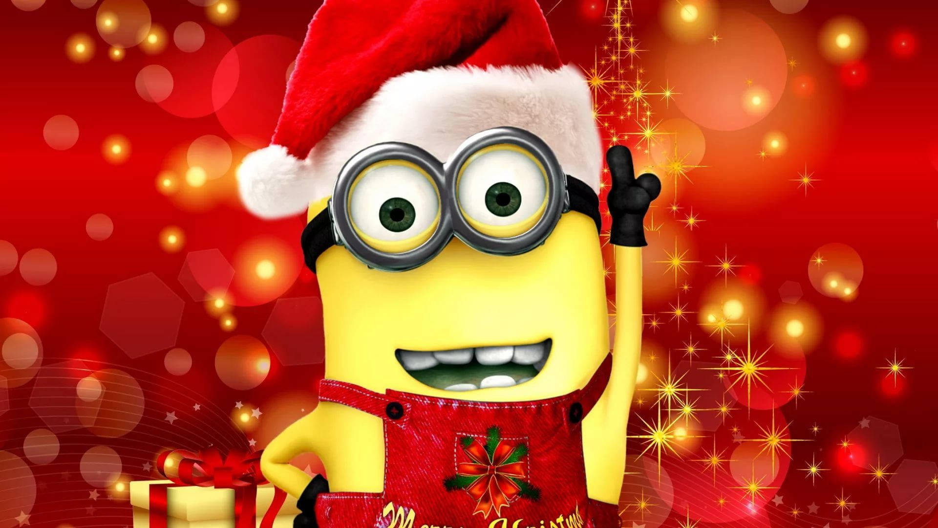 Iloinen Minion joulupukin hatulla Taustakuvat