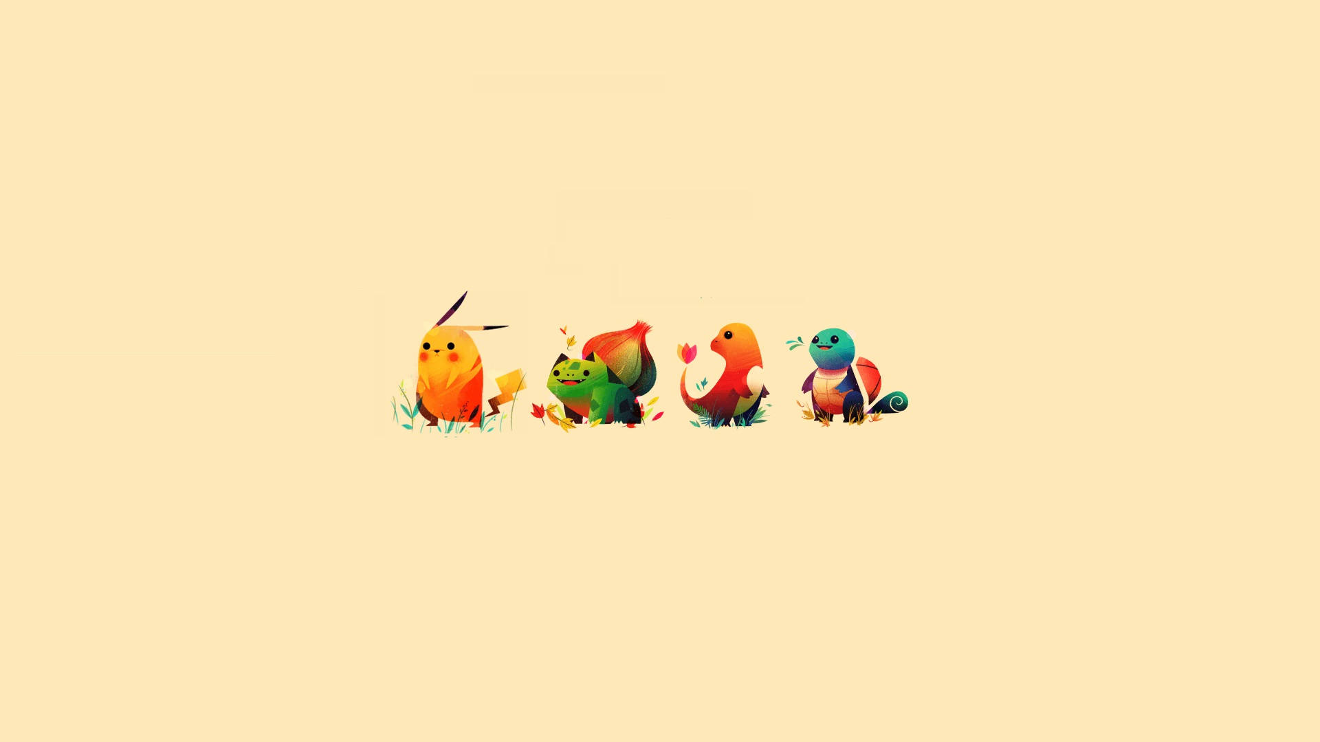 Indie-estetiikka kannettavan Pokemon Gen 1 Aloituspokemonit Taustakuvat