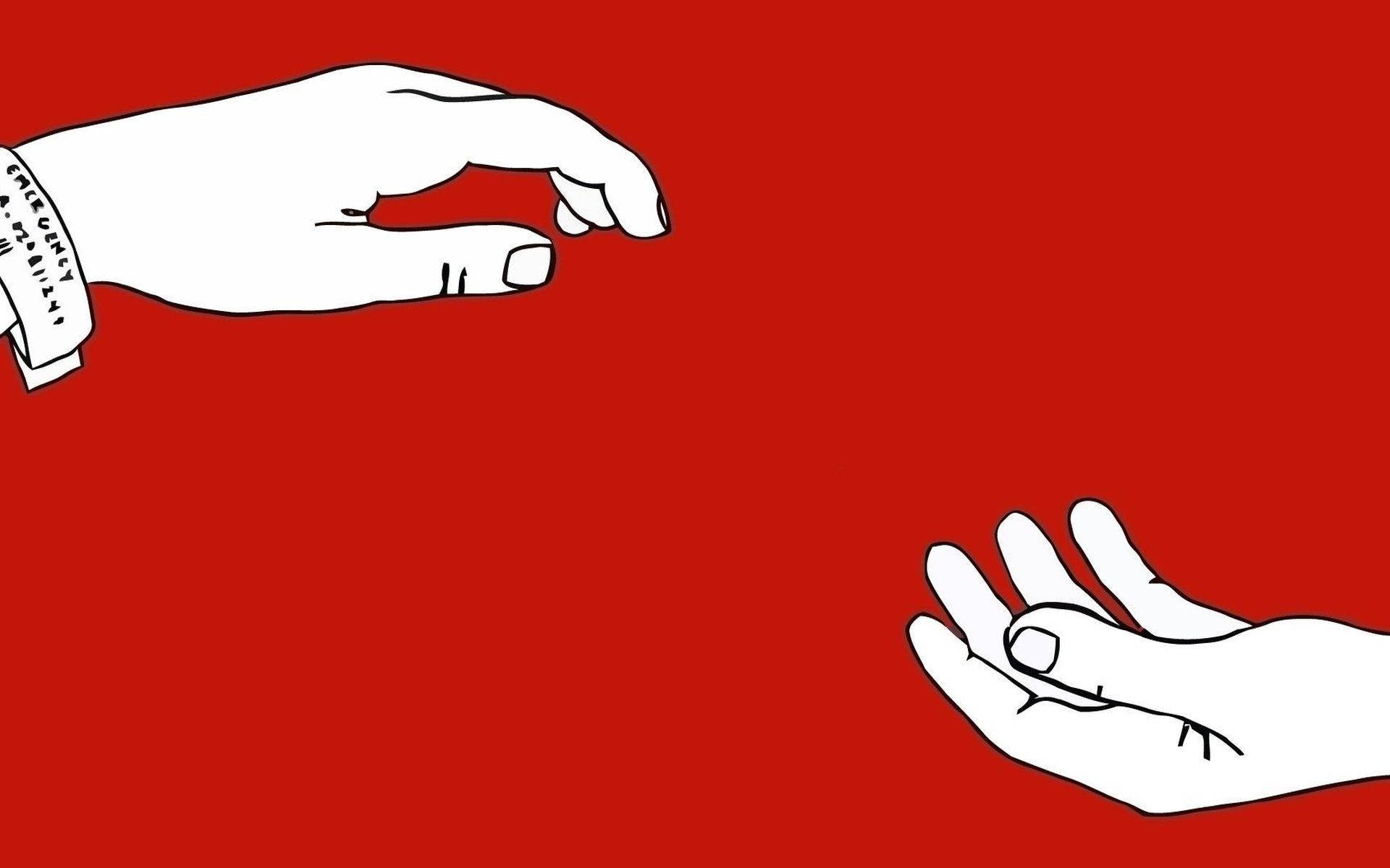 Indie-estetiikkaa: Kädet kohtaamassa punaisella taustalla Taustakuvat