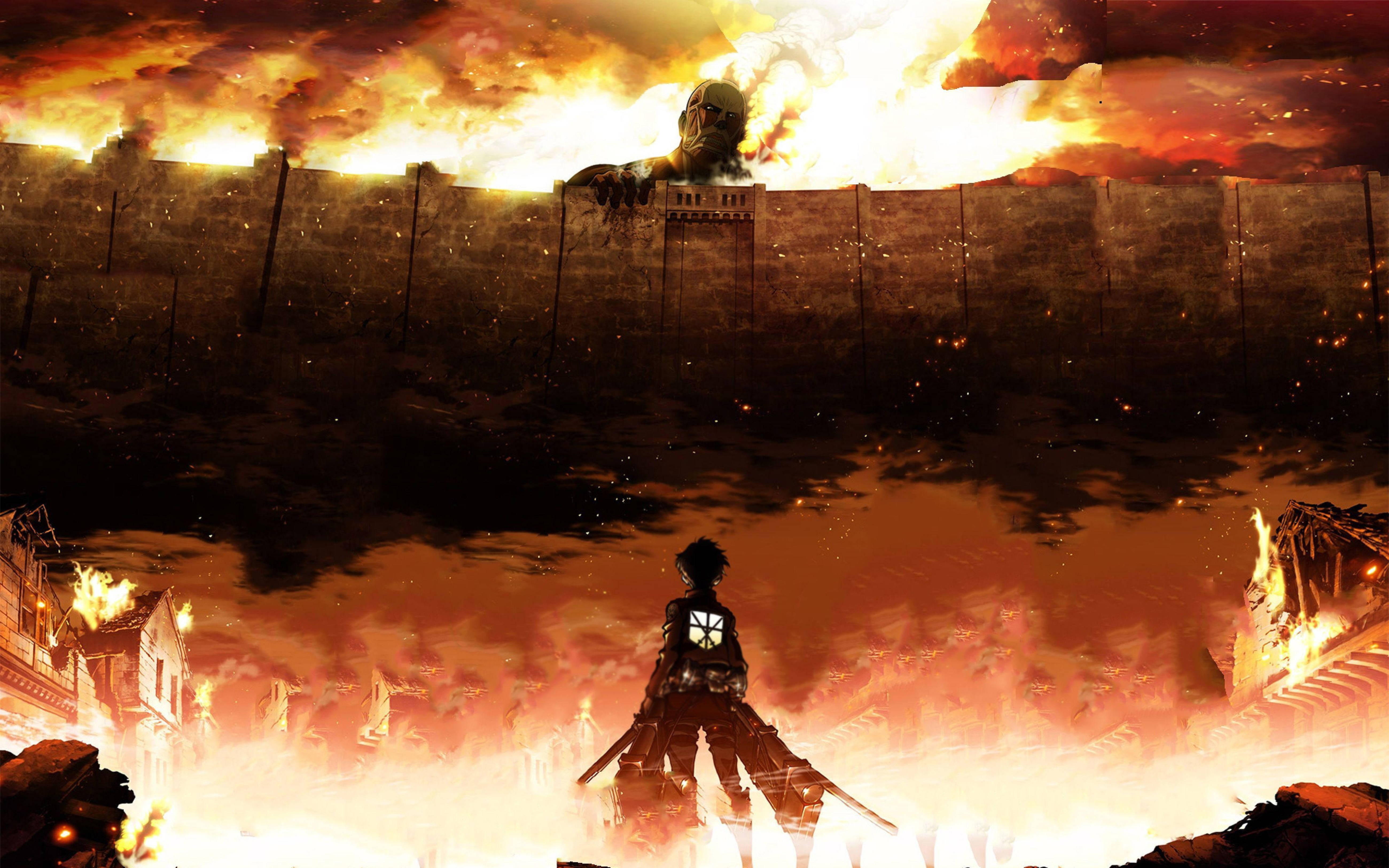 Intensiivinen hetki Attack on Titans -sarjasta 4K, Eren Steam Titan -muodossa Taustakuvat