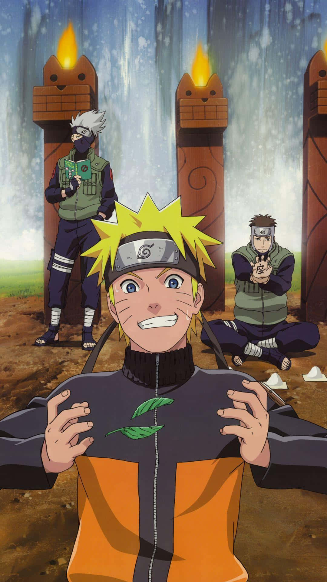 Intensiivinen Naruto Uzumakin taisteluasento hehkuvassa valossa Taustakuvat
