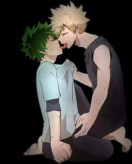 Intiimi hetki animehahmojen välillä Taustakuvat