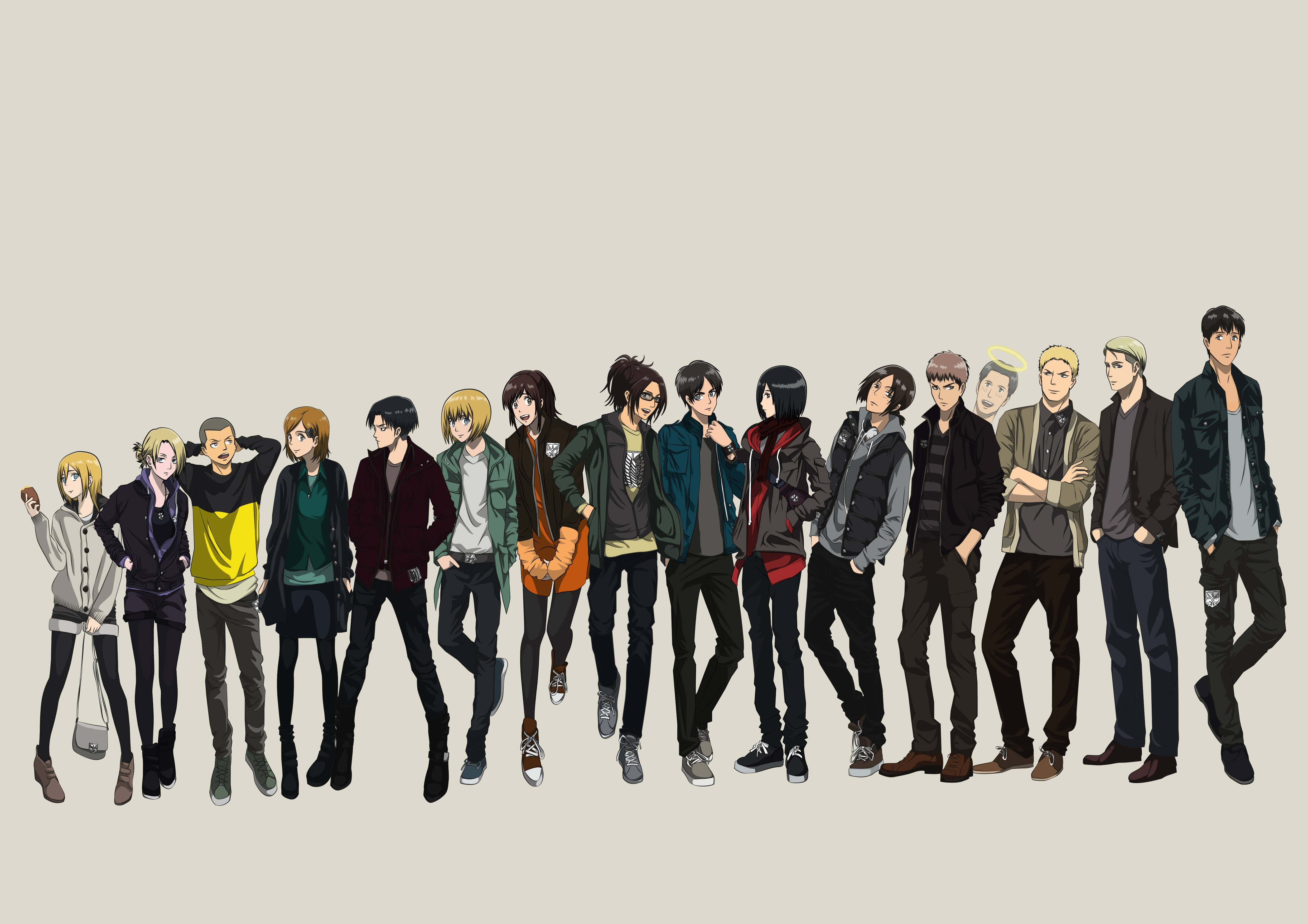 Into himoiset animefanit nauttivat Attack on Titan - Eren Yeager, Mikasa Ackermann ja Armin Arlert Taustakuvat