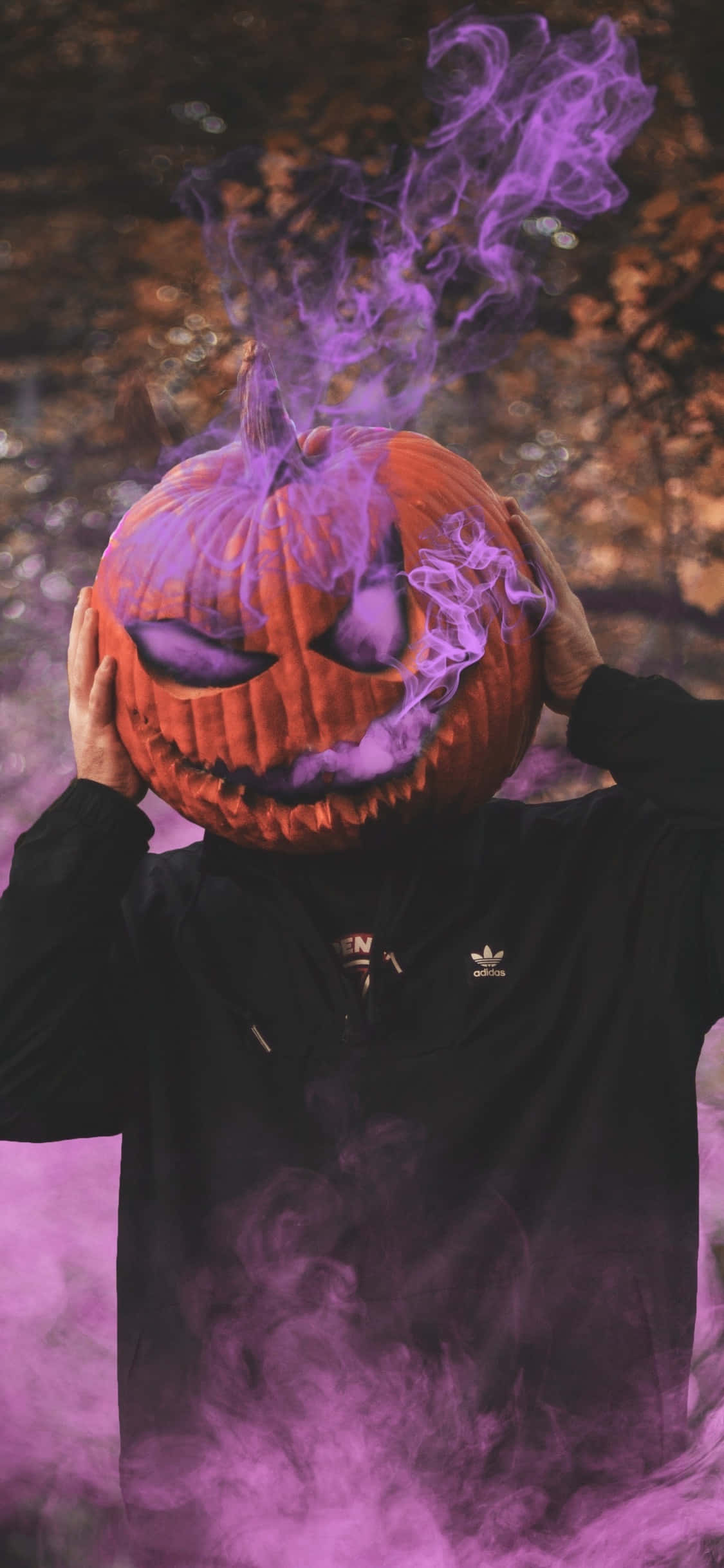 iPhone Halloween Taustakuva Kurpitsa Violetti Savu Taustakuvat