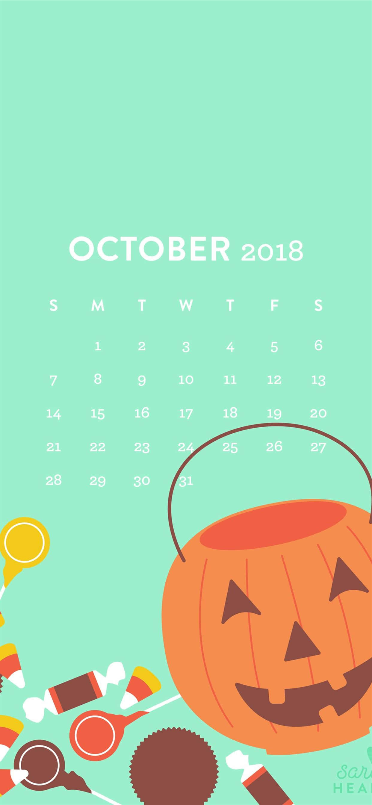 iPhone Halloween-tausta lokakuun kalenteri Taustakuvat