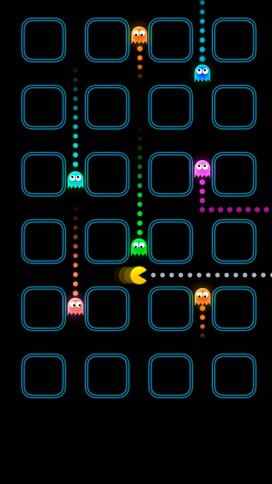 iPhone-pelaaminen Pac-Man syö aaveita Taustakuvat