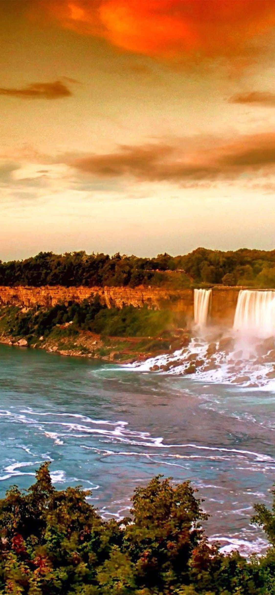 iPhone X Auringonlasku Niagara Falls Kanada -tausta Taustakuvat