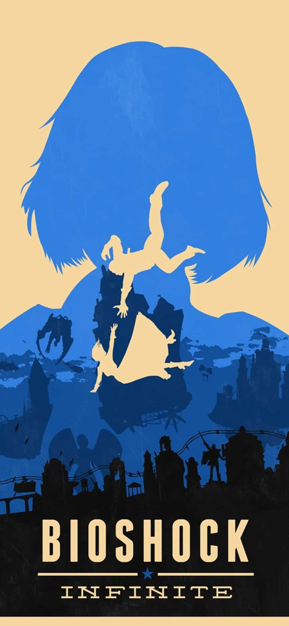 iPhone X Bioshock Infinite -taustakuva juliste Booker ottaa kiinni Elizabethin Taustakuvat