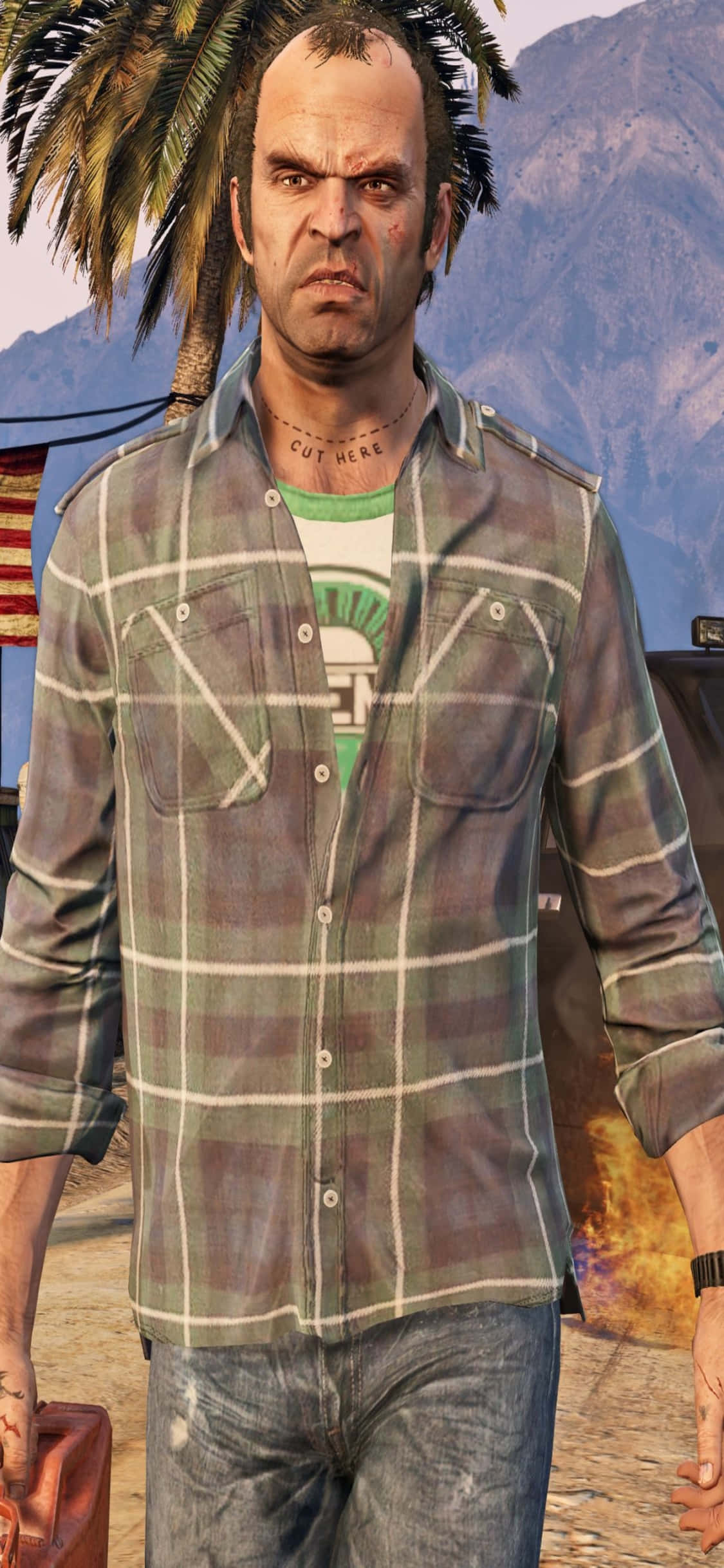 iPhone X Grand Theft Auto V -tausta Trevor poolopaidassa Taustakuvat