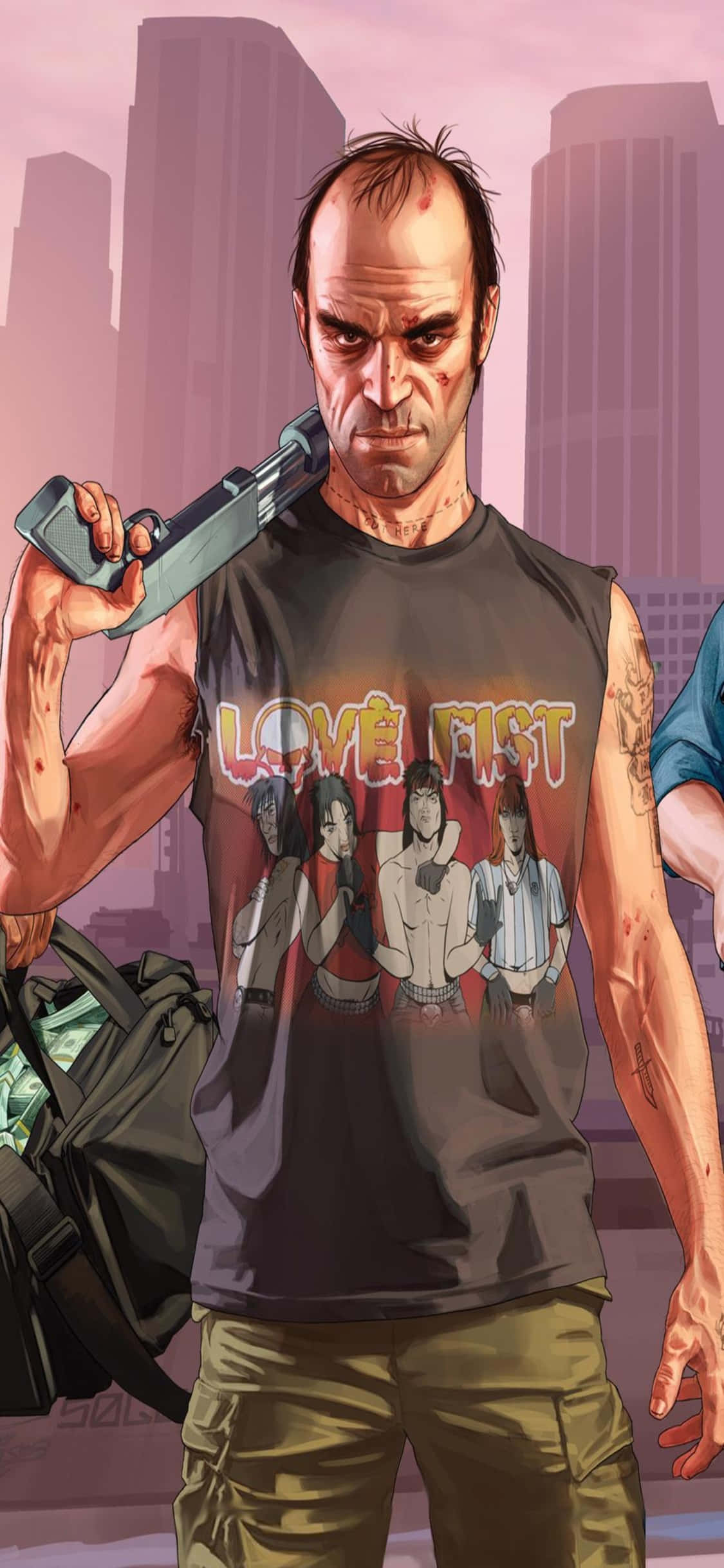 iPhone X Grand Theft Auto V -taustakuva Trevor ja ase Taustakuvat