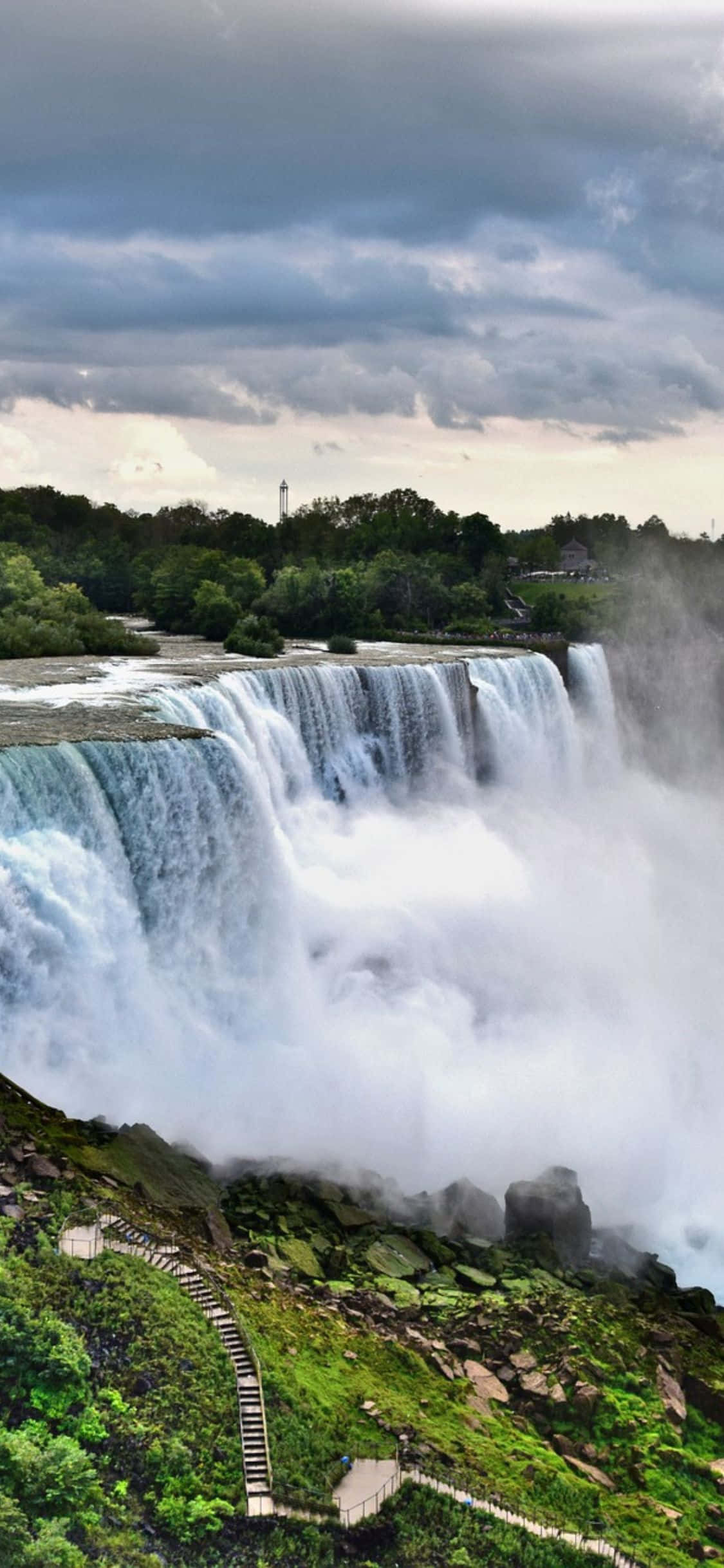 iPhone X Niagara Putoukset Pilvinen Taivas Taustakuva Taustakuvat