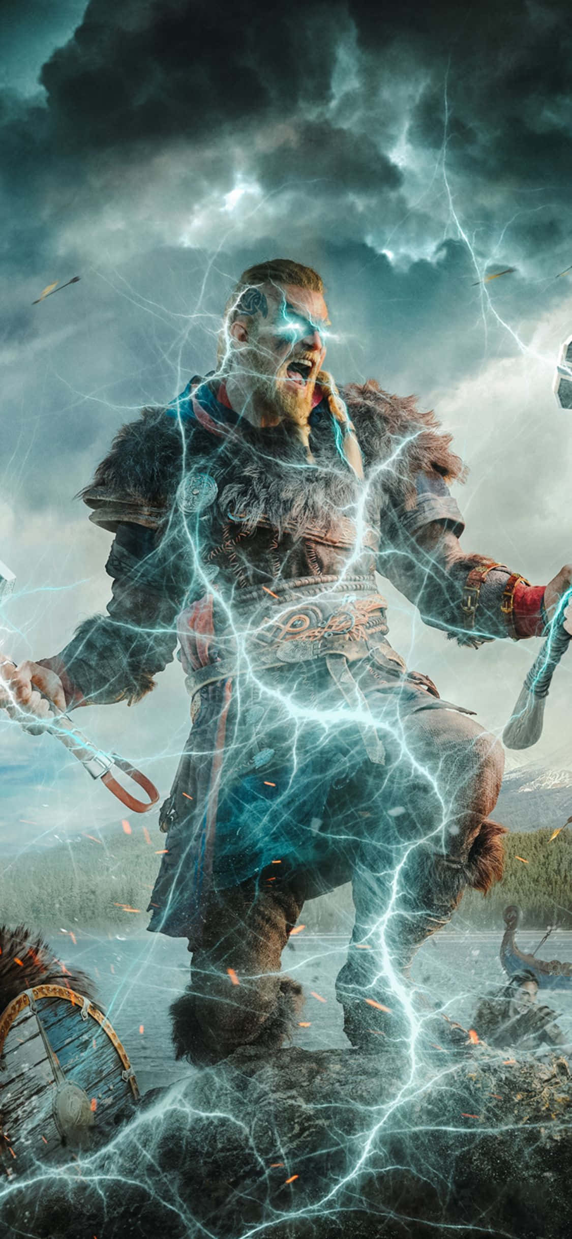 iPhone XS Assassin's Creed Valhalla Eivor Salamatehoste Taustakuva Taustakuvat
