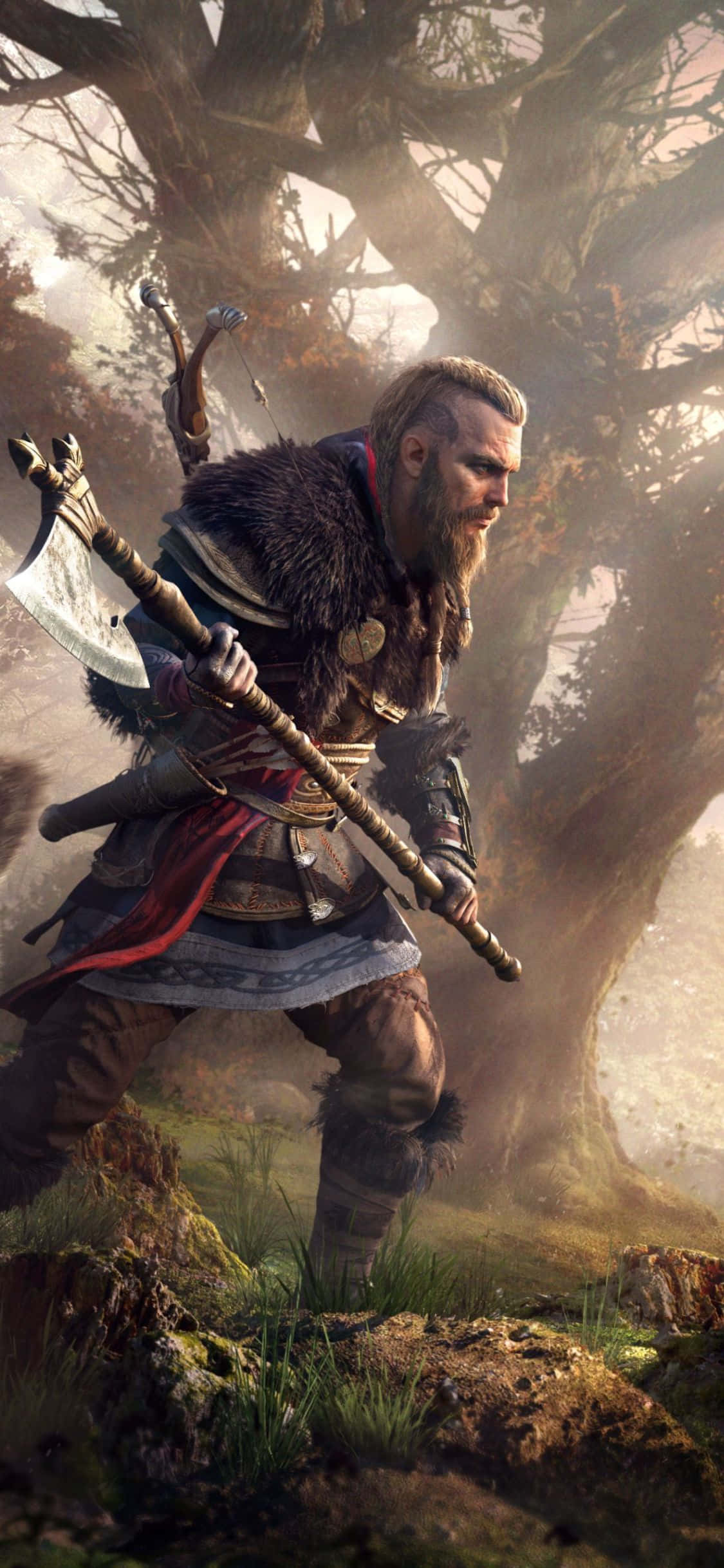 iPhone Xs Assassin's Creed Valhalla Eivor valtavan kirveen kanssa -tausta Taustakuvat