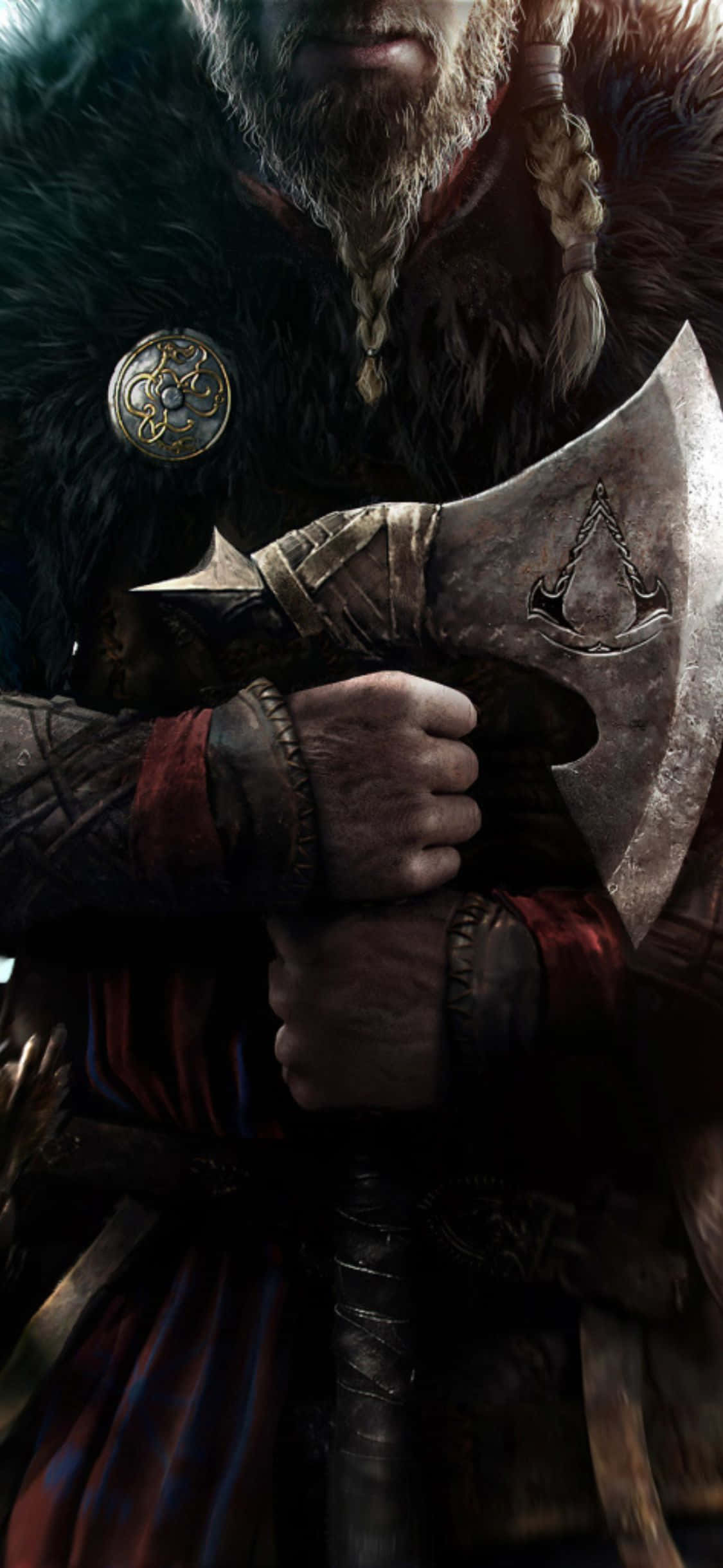 iPhone XS Assassin's Creed Valhalla Viikinkisoturi Kirves Kädessä Taustakuva Taustakuvat