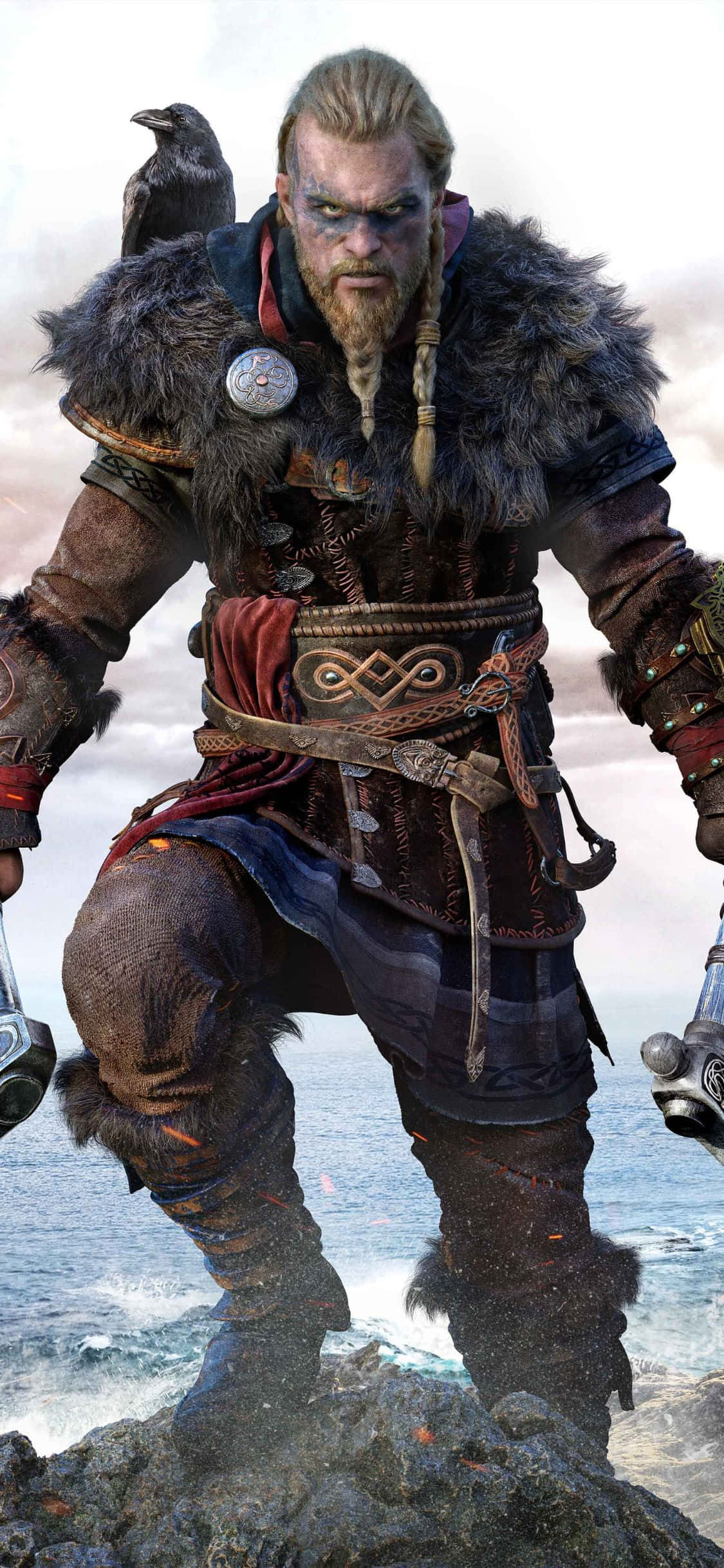 iPhone Xs Assassin's Creed Valhalla Eivor Kukkulan Päällä Tausta Taustakuvat